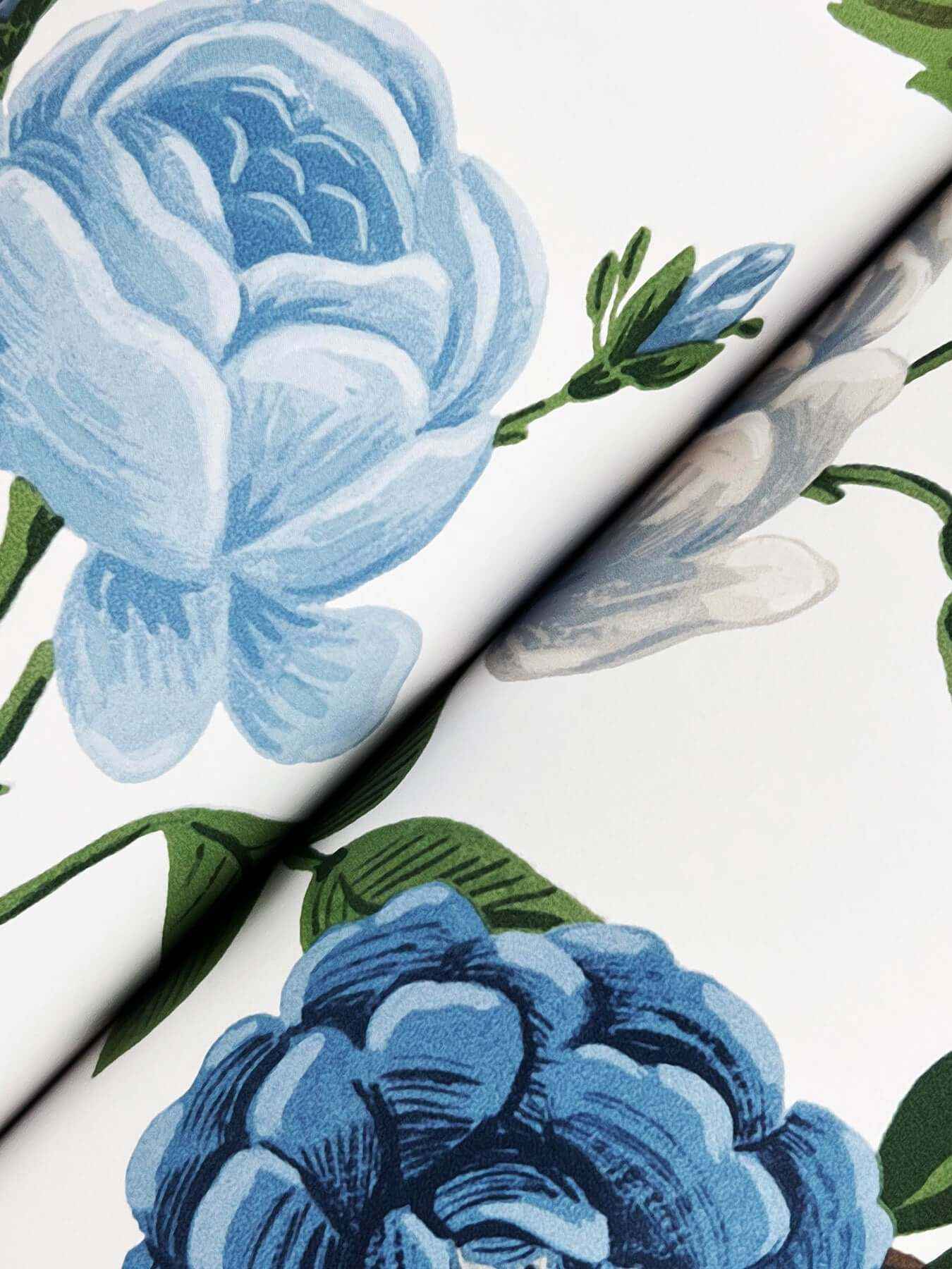 Roses Blue Wallpaper - York Wallcoverings - RF7543 - York Wallcoverings Wallpaper