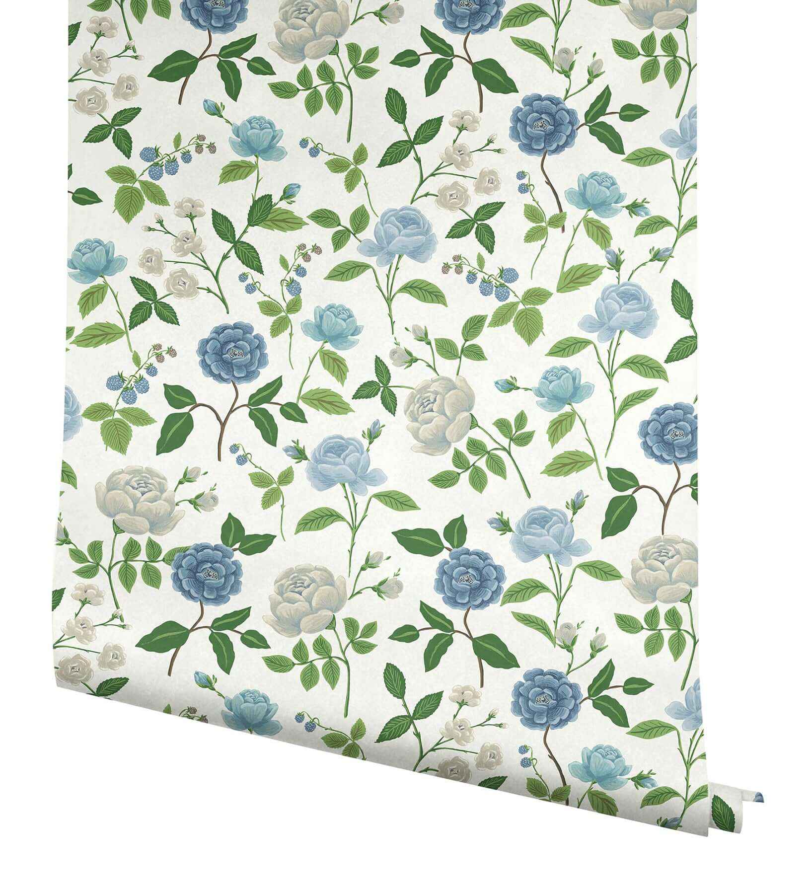 Roses Blue Wallpaper - York Wallcoverings - RF7543 - York Wallcoverings Wallpaper