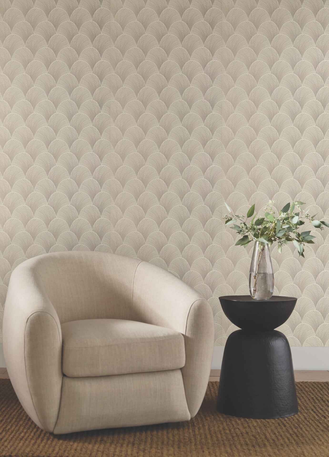Metallic Beige Gold Scallop Wallpaper - York Wallcoverings - NT6107 - York Wallcoverings Wallpaper