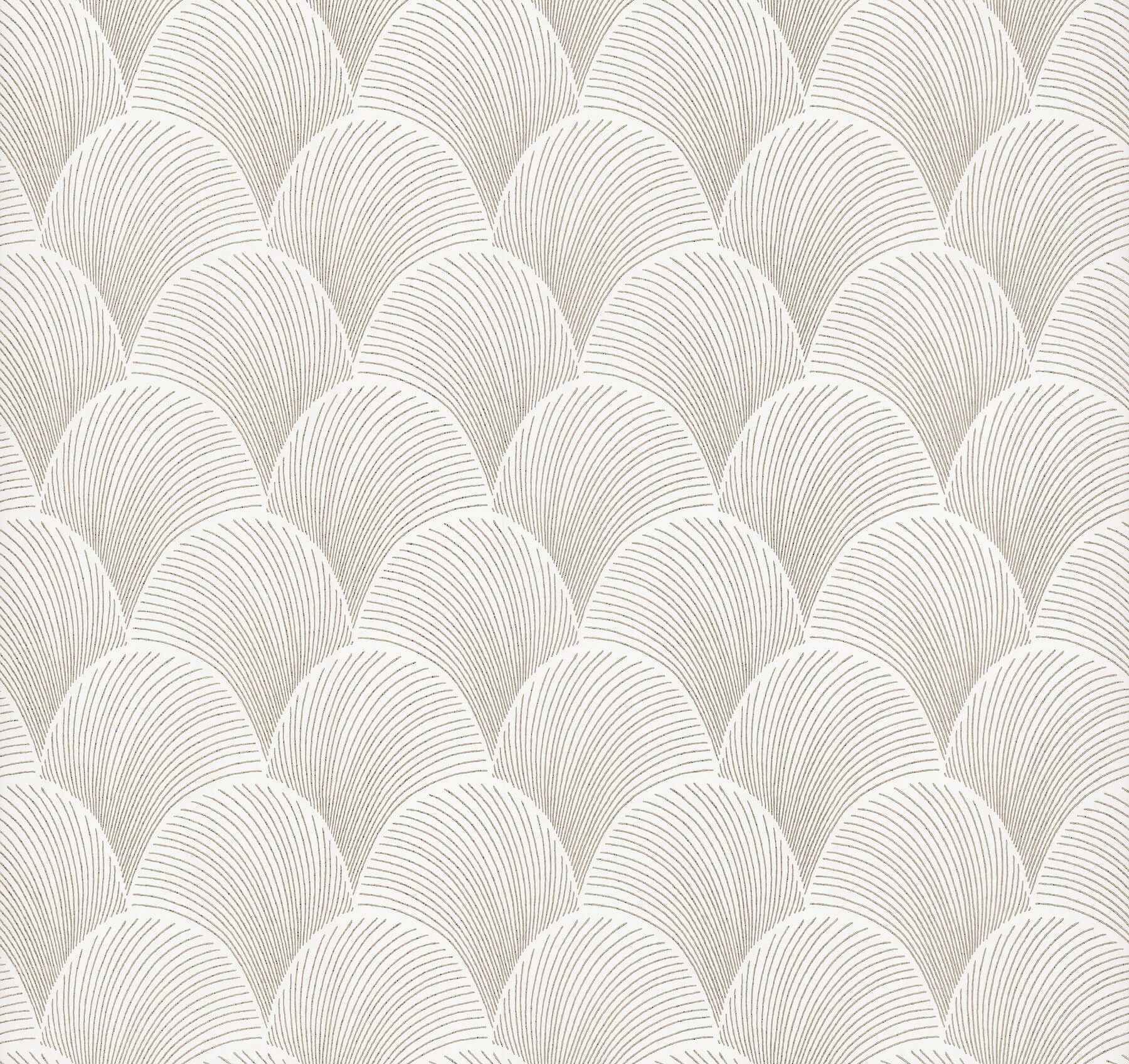 Metallic White Gold Scallop Wallpaper - York Wallcoverings - NT6109