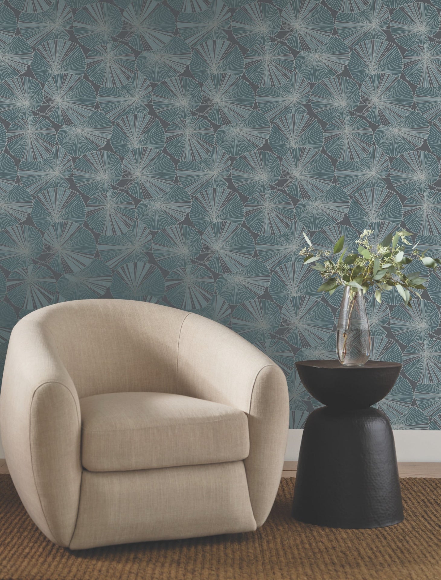 layered-lily-pads-wallpaper-deep-blue-york-wallcoverings-nt6113
