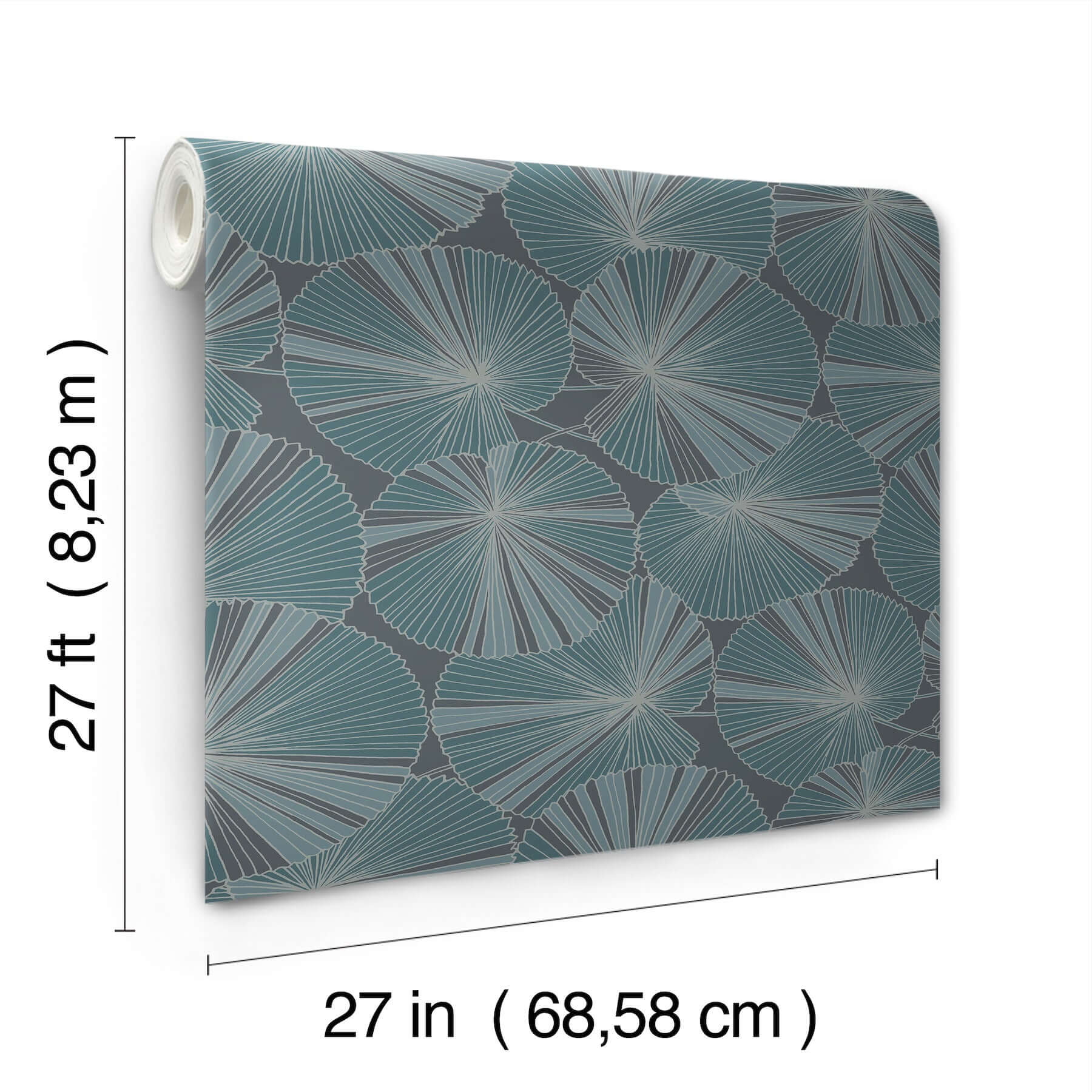 layered-lily-pads-wallpaper-deep-blue-york-wallcoverings-nt6113 - York Wallcoverings Wallpaper