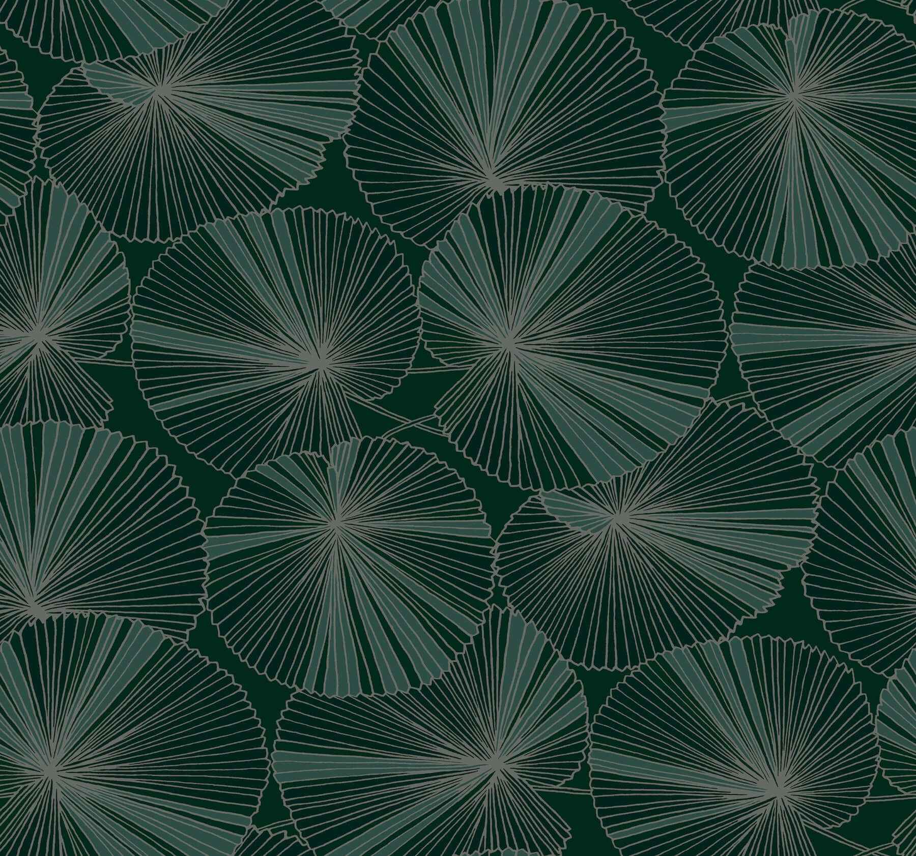 Layered Deep Green Lily Pads Wallpaper - York Wallcoverings - NT6111 - York Wallcoverings Wallpaper