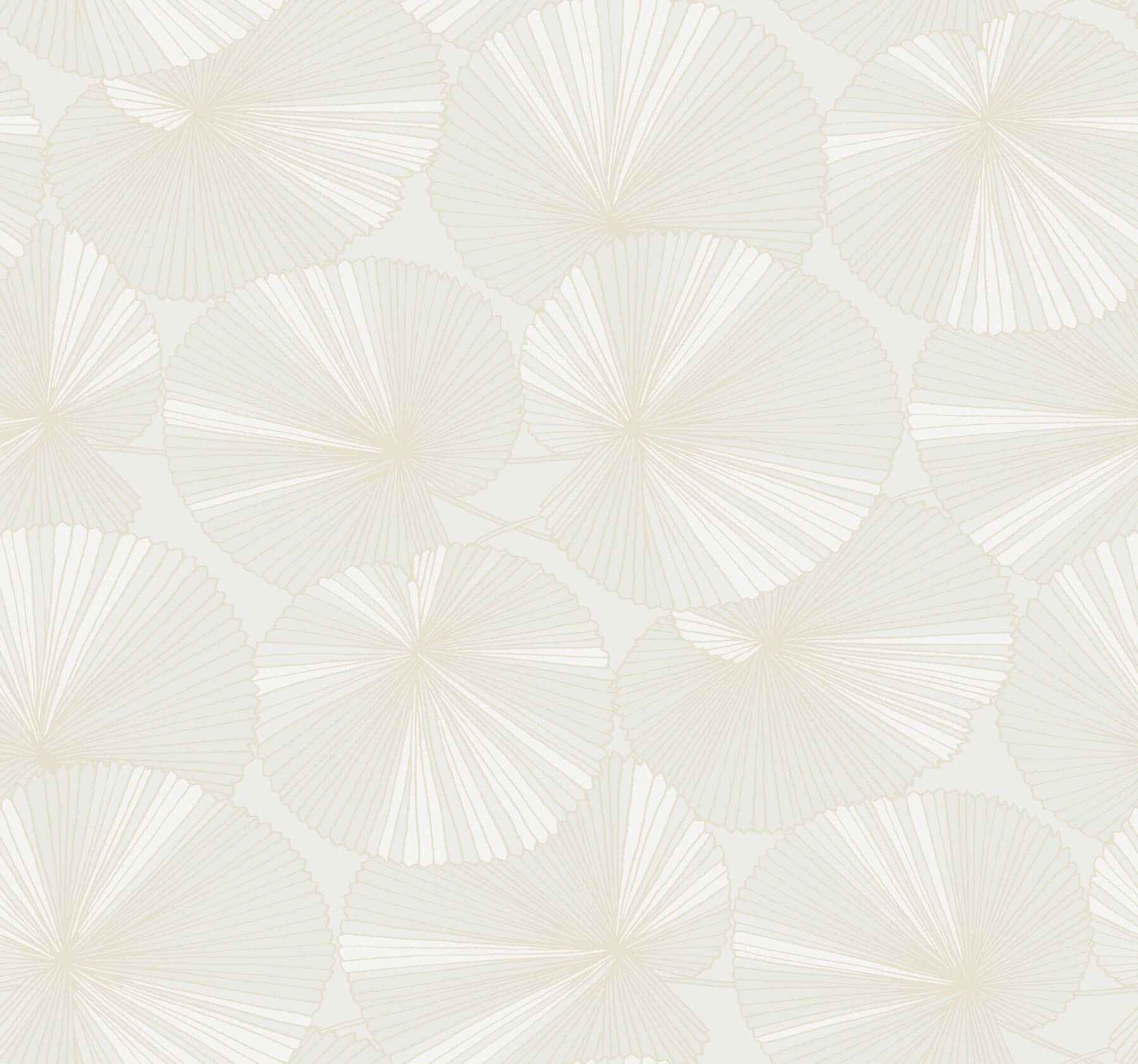 Layered White Lily Pads Wallpaper - York Wallcoverings - NT6112