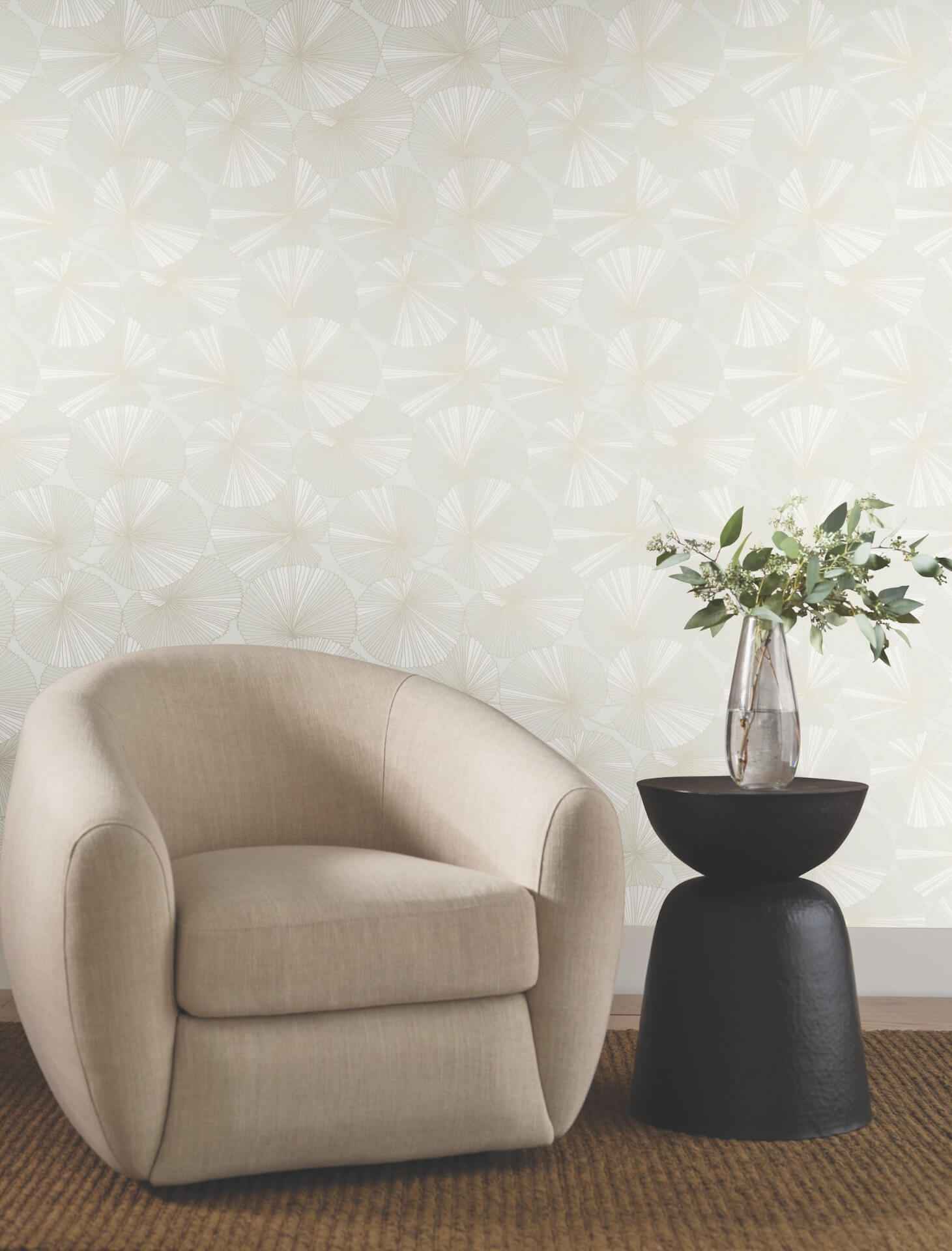 Layered White Lily Pads Wallpaper - York Wallcoverings - NT6112 - York Wallcoverings Wallpaper