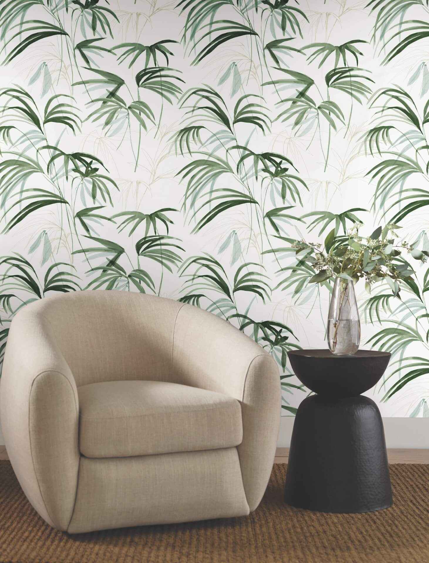 Inky Green Palms Wallpaper - York Wallcoverings - NT6121 - York Wallcoverings Wallpaper