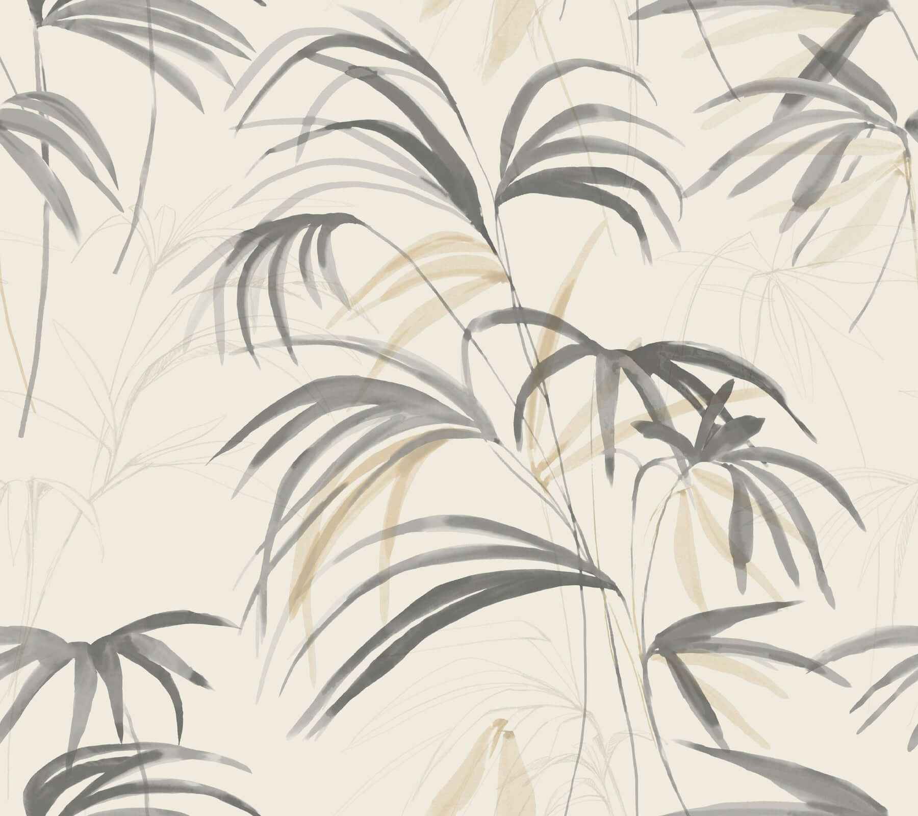 Inky Warm Neutral Palms Wallpaper - York Wallcoverings - NT6125