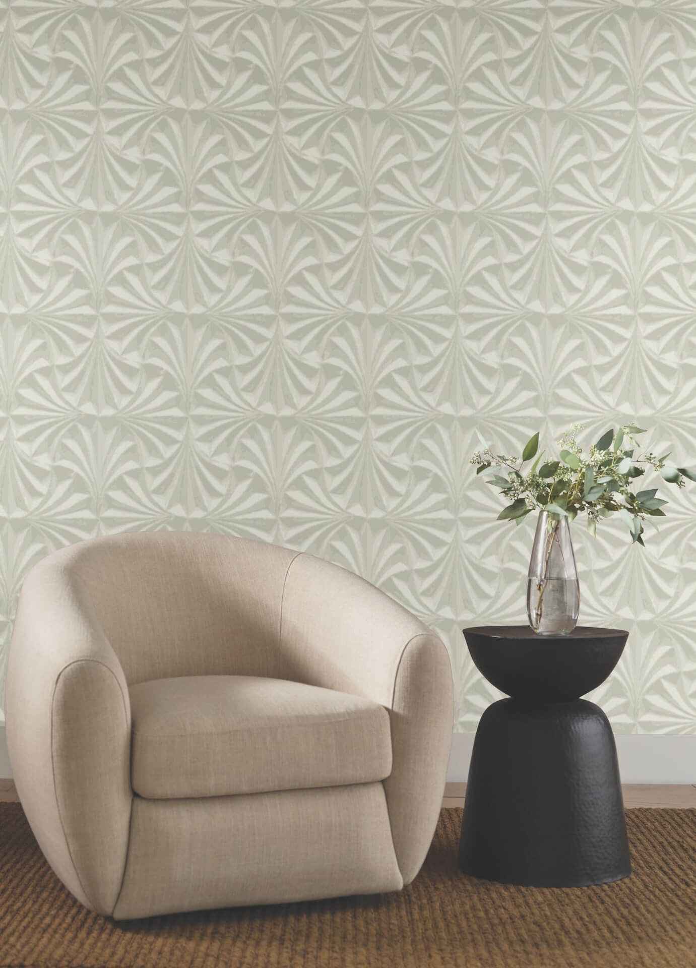 Sculpted Taupe Fans Wallpaper - York Wallcoverings - NT6128 - York Wallcoverings Wallpaper