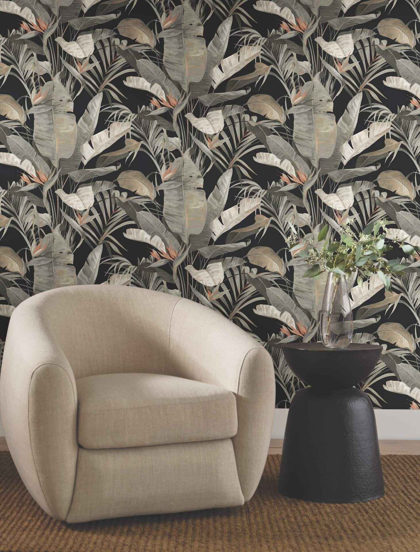 Tropical Black Cabana Wallpaper - York Wallcoverings - NT6135 - York Wallcoverings Wallpaper