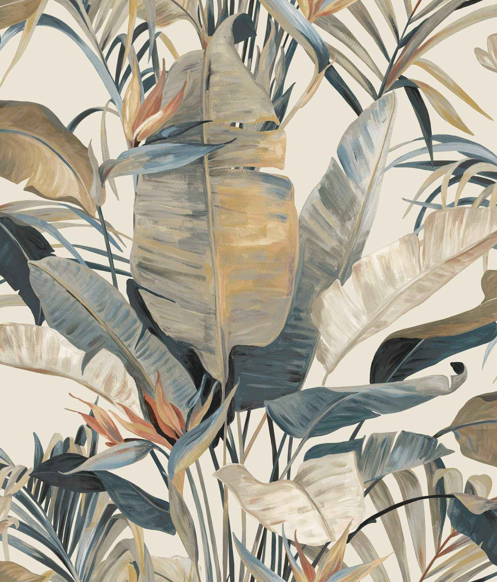 Tropical Plush Neutral Cabana Wallpaper - York Wallcoverings - NT6133