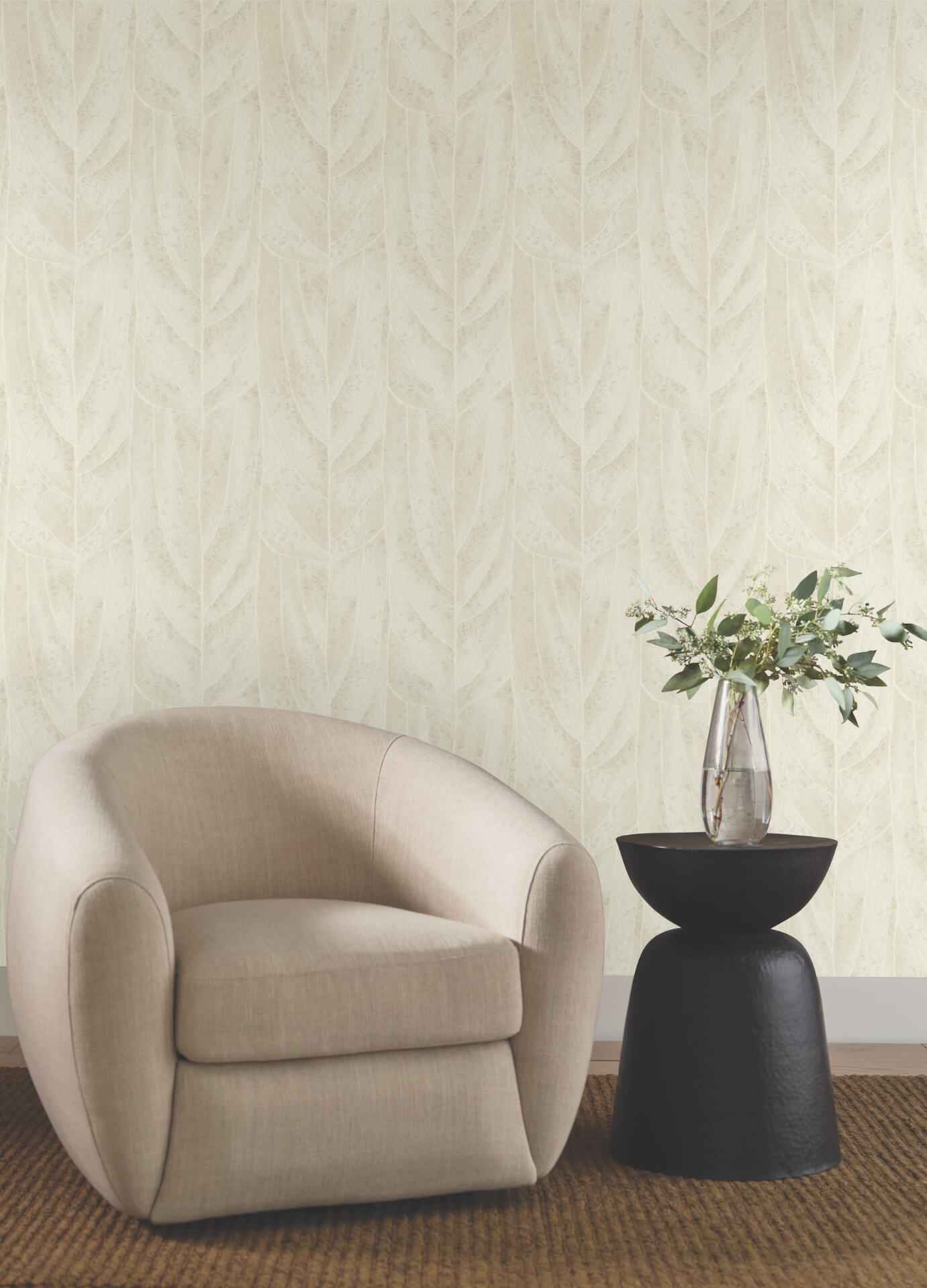 Dicot Neutral Leaf Wallpaper - York Wallcoverings - NT6143 - York Wallcoverings Wallpaper