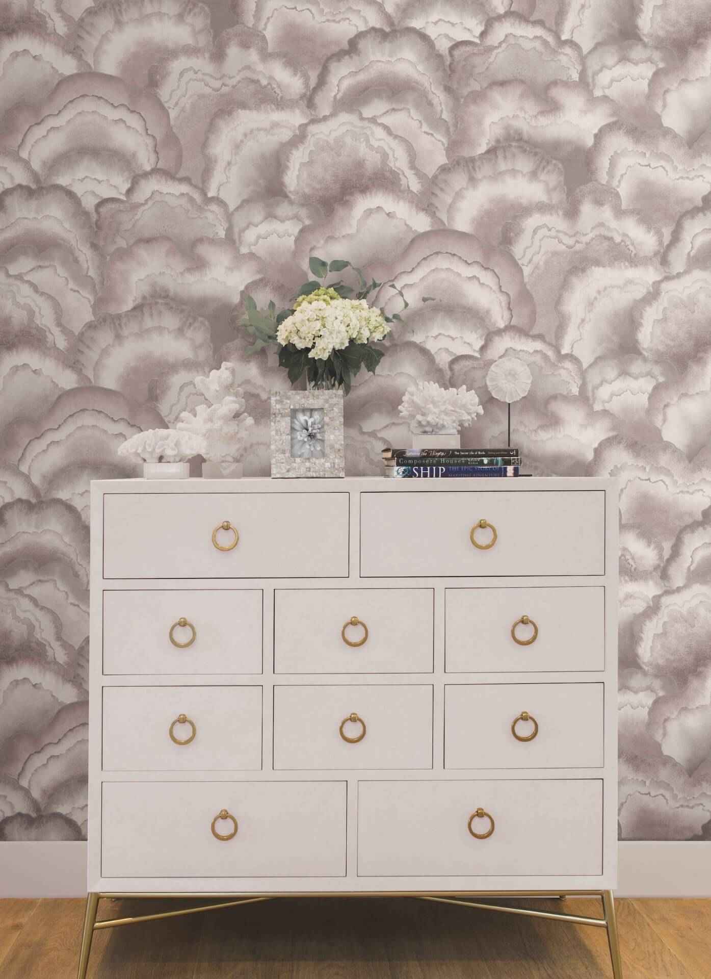 Abalone Lavender Fans Wallpaper - York Wallcoverings - NT6185 - York Wallcoverings Wallpaper