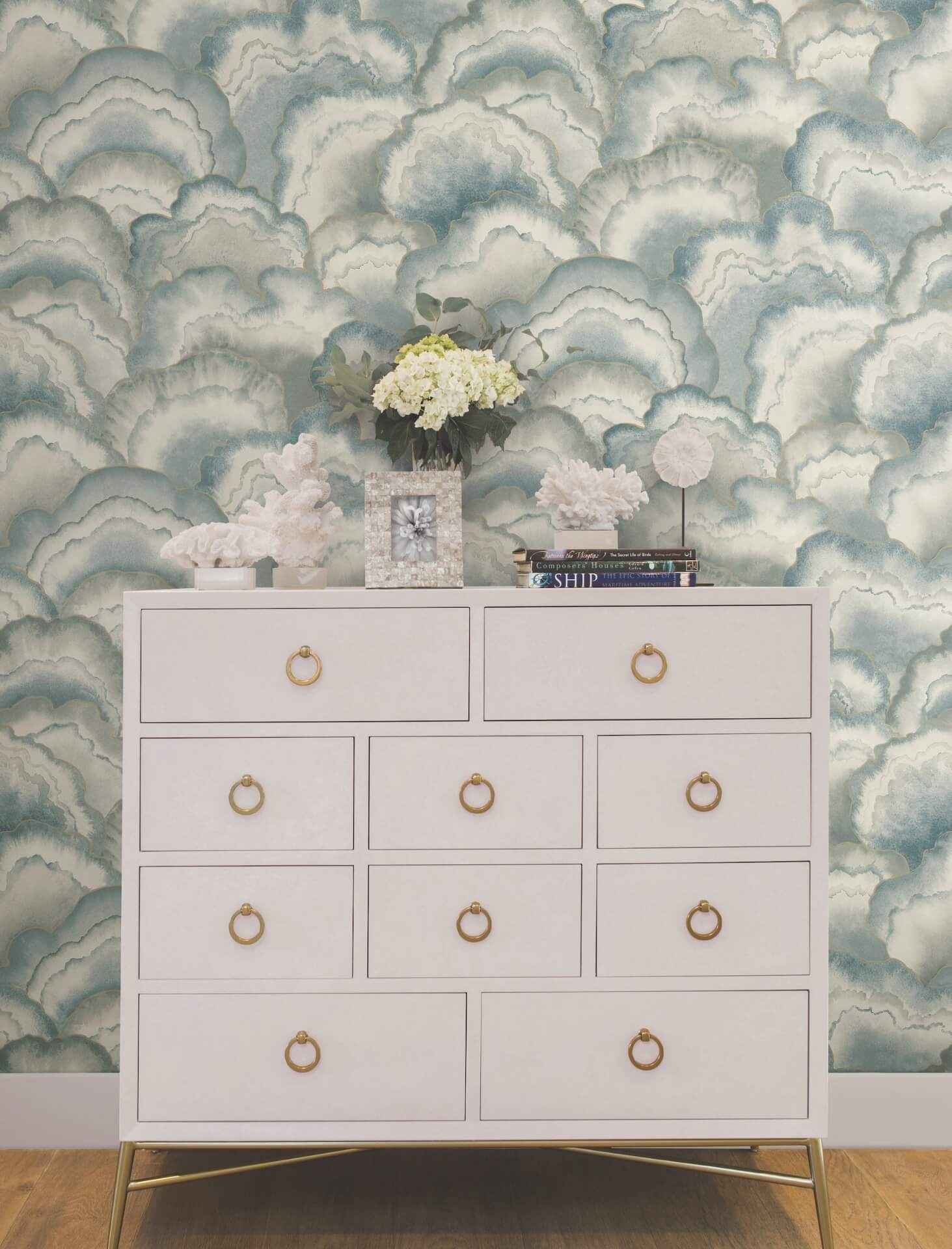 Abalone Mist Fans Wallpaper - York Wallcoverings - NT6184 - York Wallcoverings Wallpaper