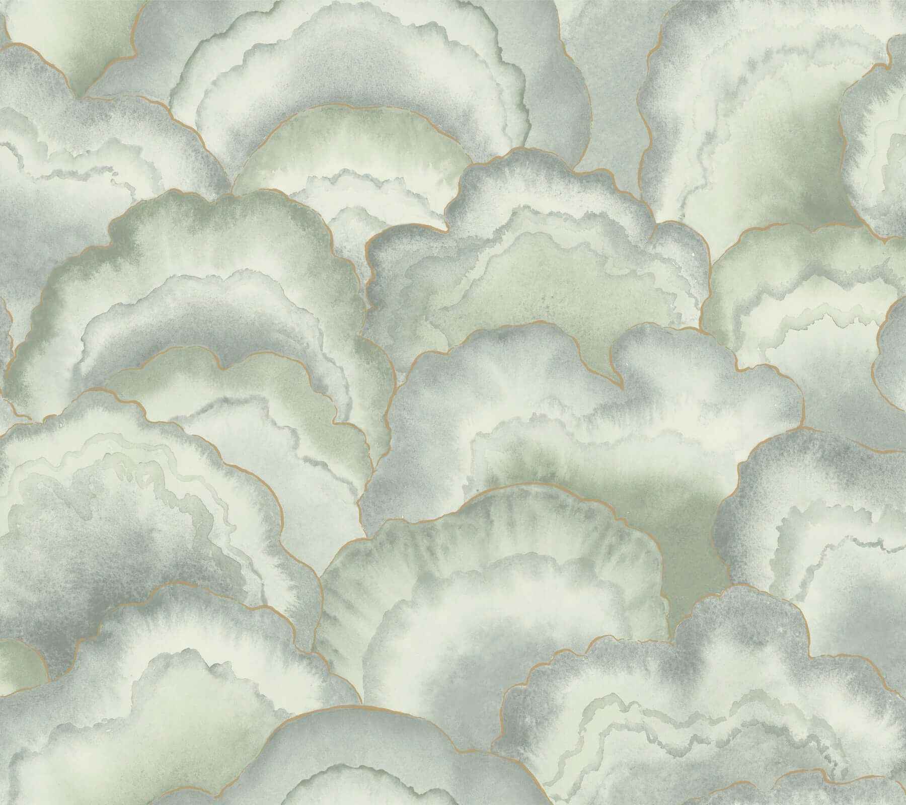 Abalone Seaglass Fans Wallpaper - York Wallcoverings - NT6181