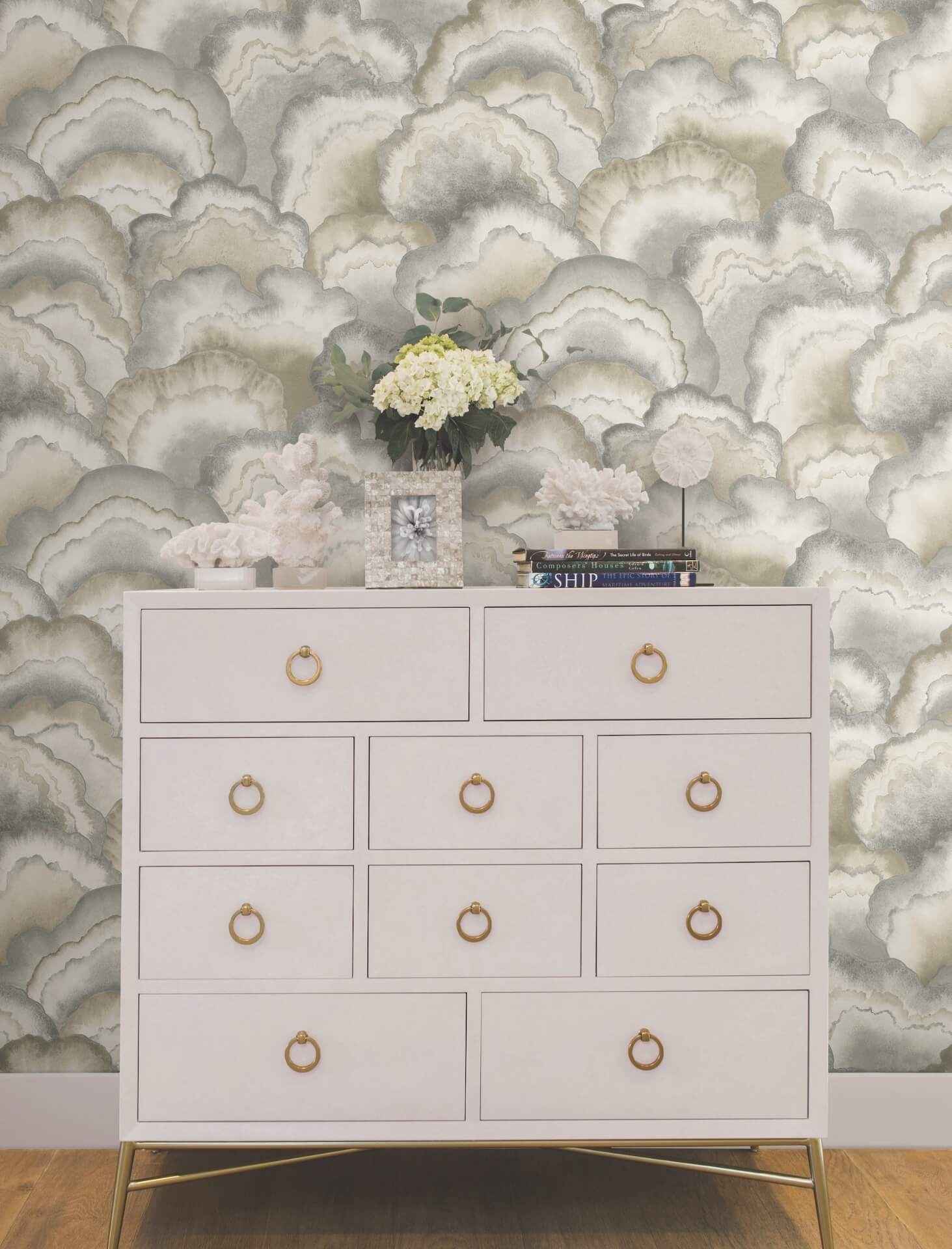 Abalone Smokey Fans Wallpaper - York Wallcoverings - NT6183 - York Wallcoverings Wallpaper