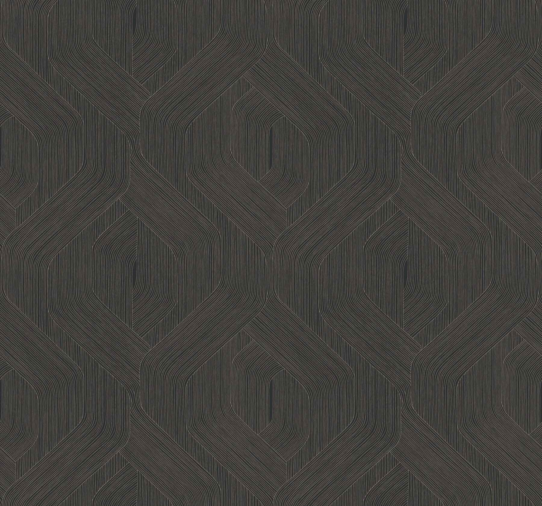 Fine Line Black Geometric Wallpaper - York Wallcoverings - NT6192