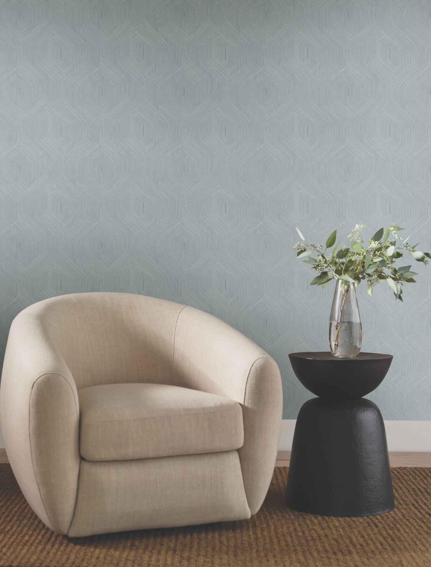 Fine Line Blue Geometric Wallpaper - York Wallcoverings - NT6194 - York Wallcoverings Wallpaper