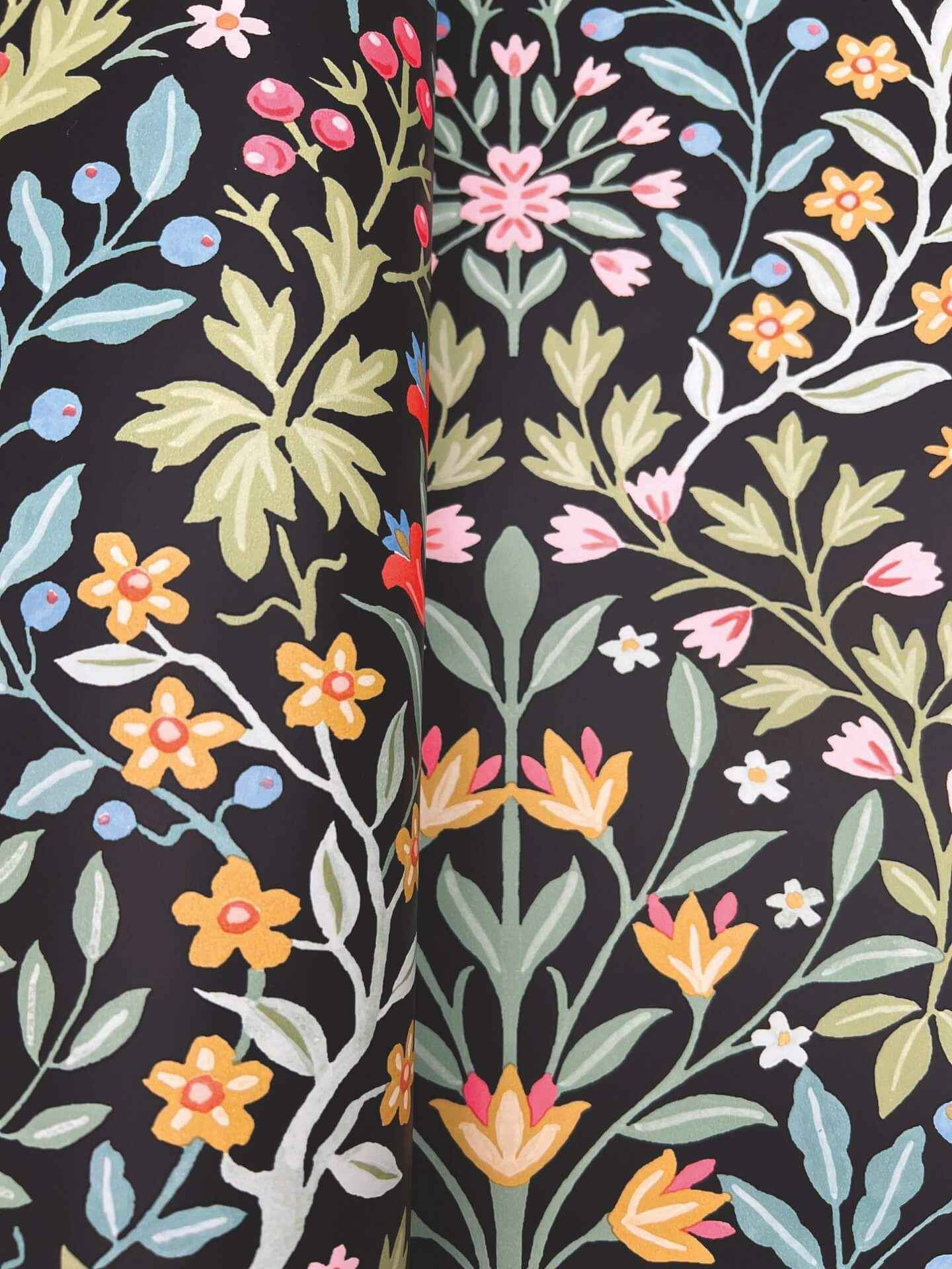 Garden Black & Multicolor Terrace Wallpaper - York Wallcoverings - MF4721 - York Wallcoverings Wallpaper