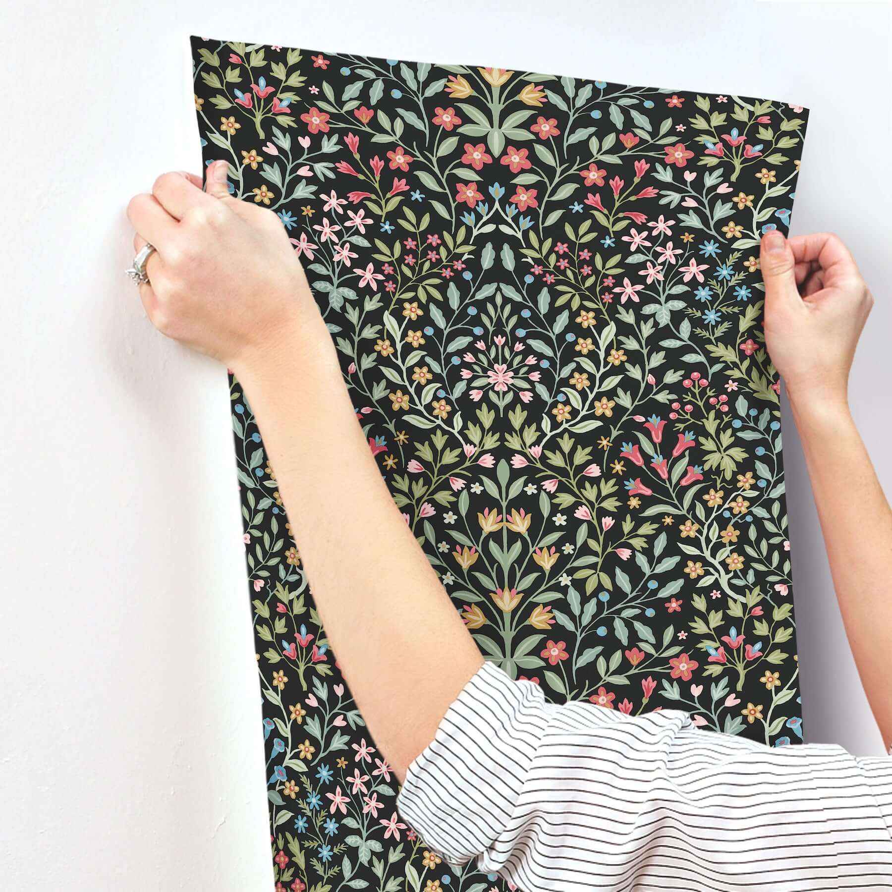 Garden Black & Multicolor Terrace Wallpaper - York Wallcoverings - MF4721 - York Wallcoverings Wallpaper