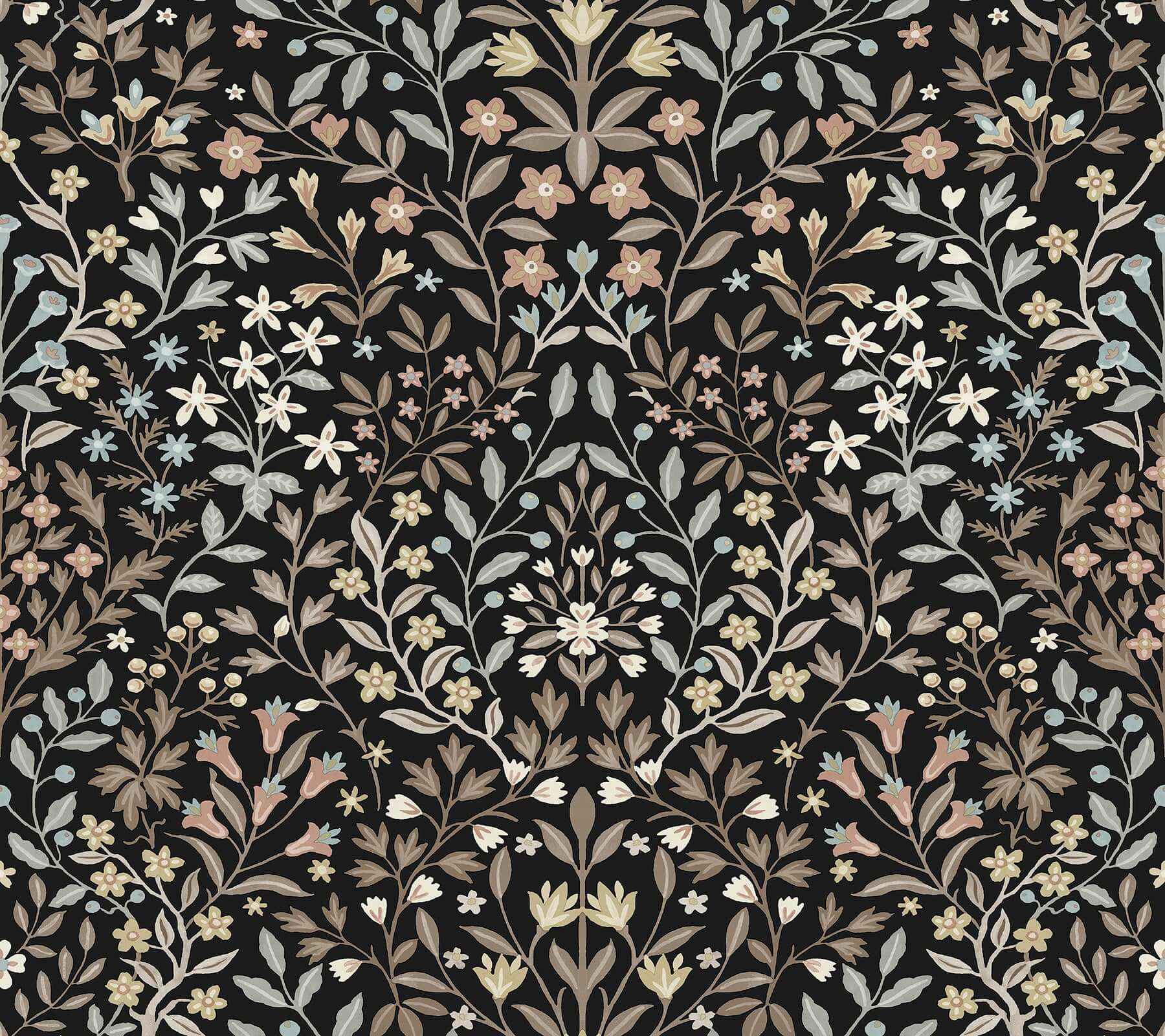 Garden Black & Neutral Terrace Wallpaper - York Wallcoverings - MF4725