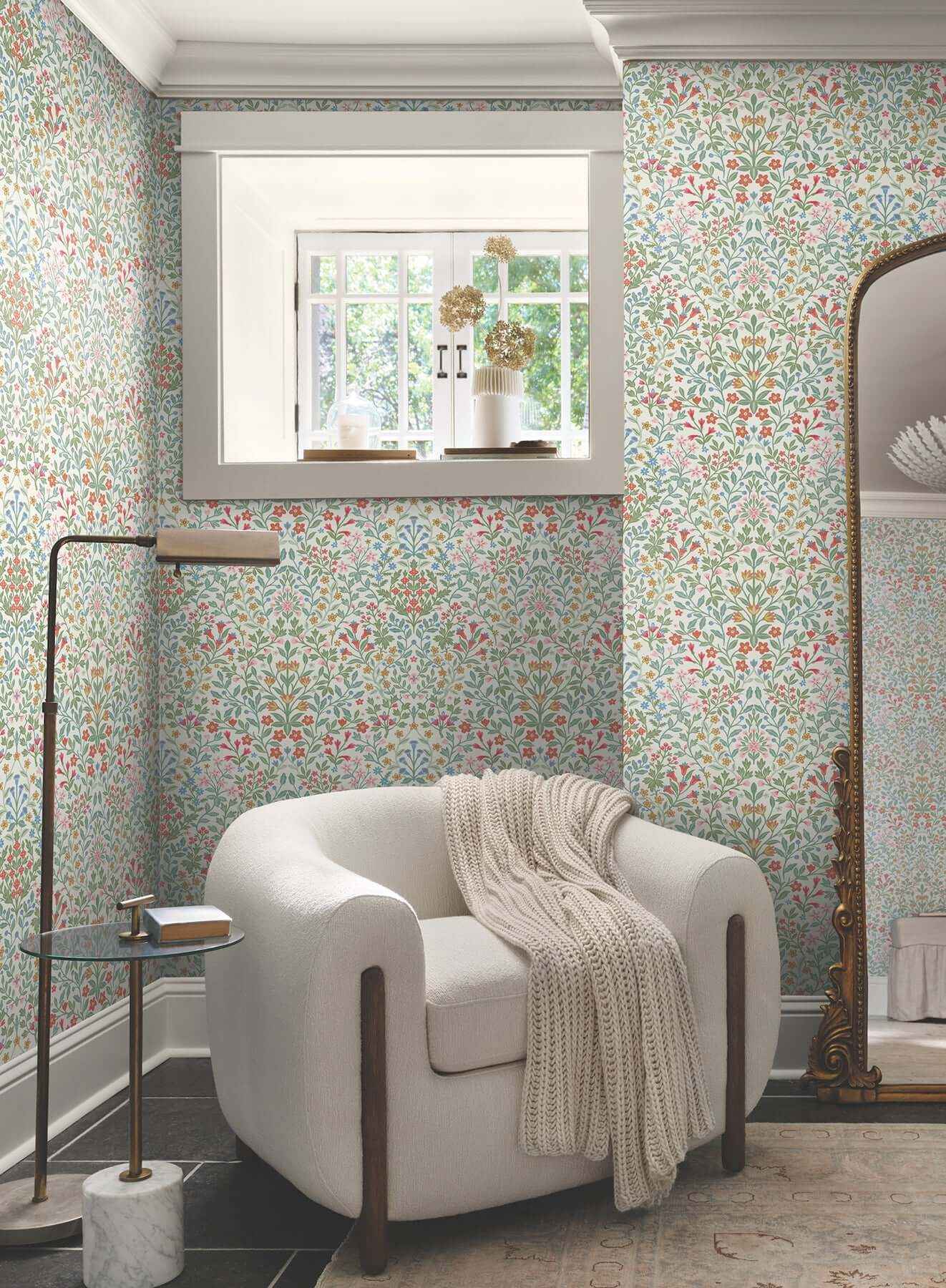 Garden White & Multicolor Terrace Wallpaper - York Wallcoverings - MF4726 - York Wallcoverings Wallpaper