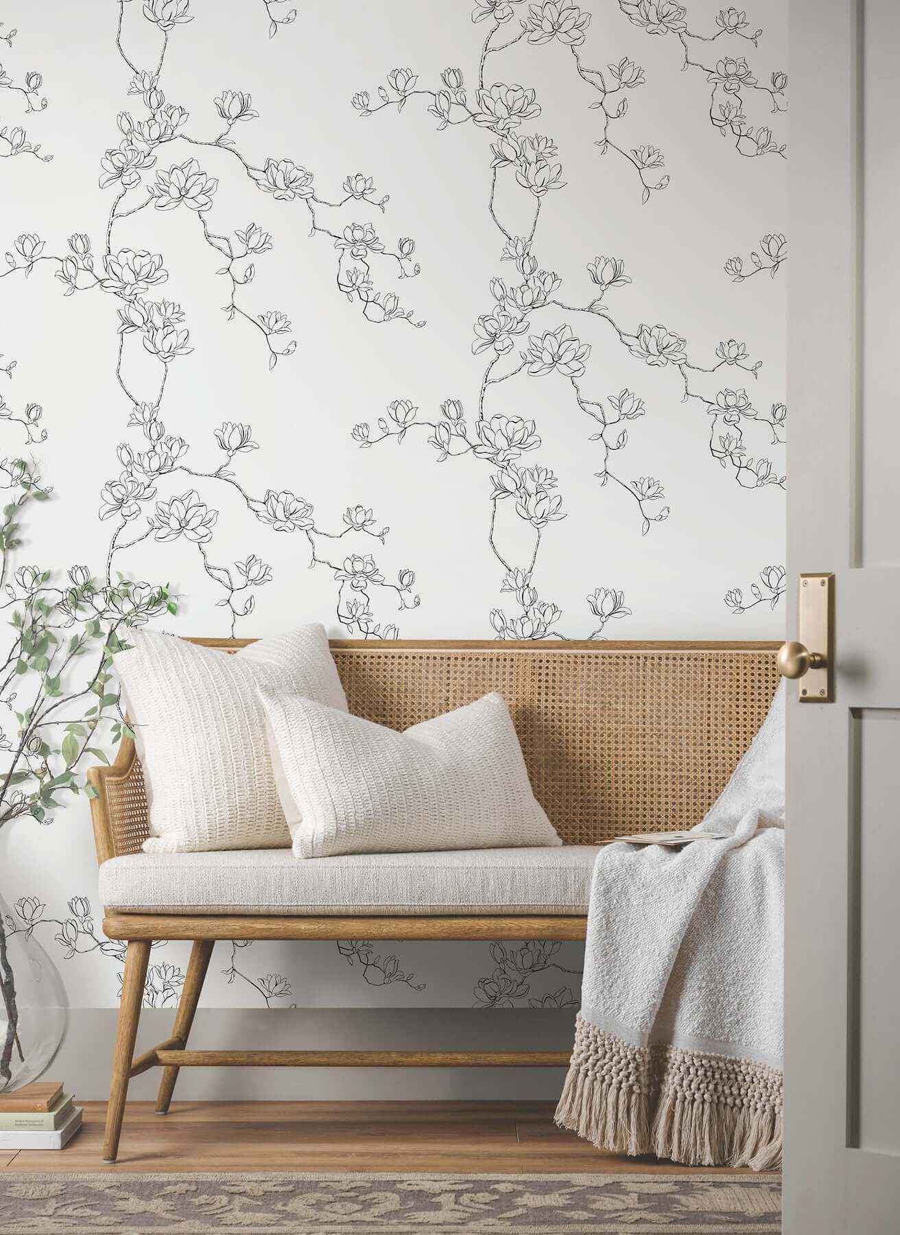 Magnolia Black Branches Wallpaper - York Wallcoverings - MF4731 - York Wallcoverings Wallpaper