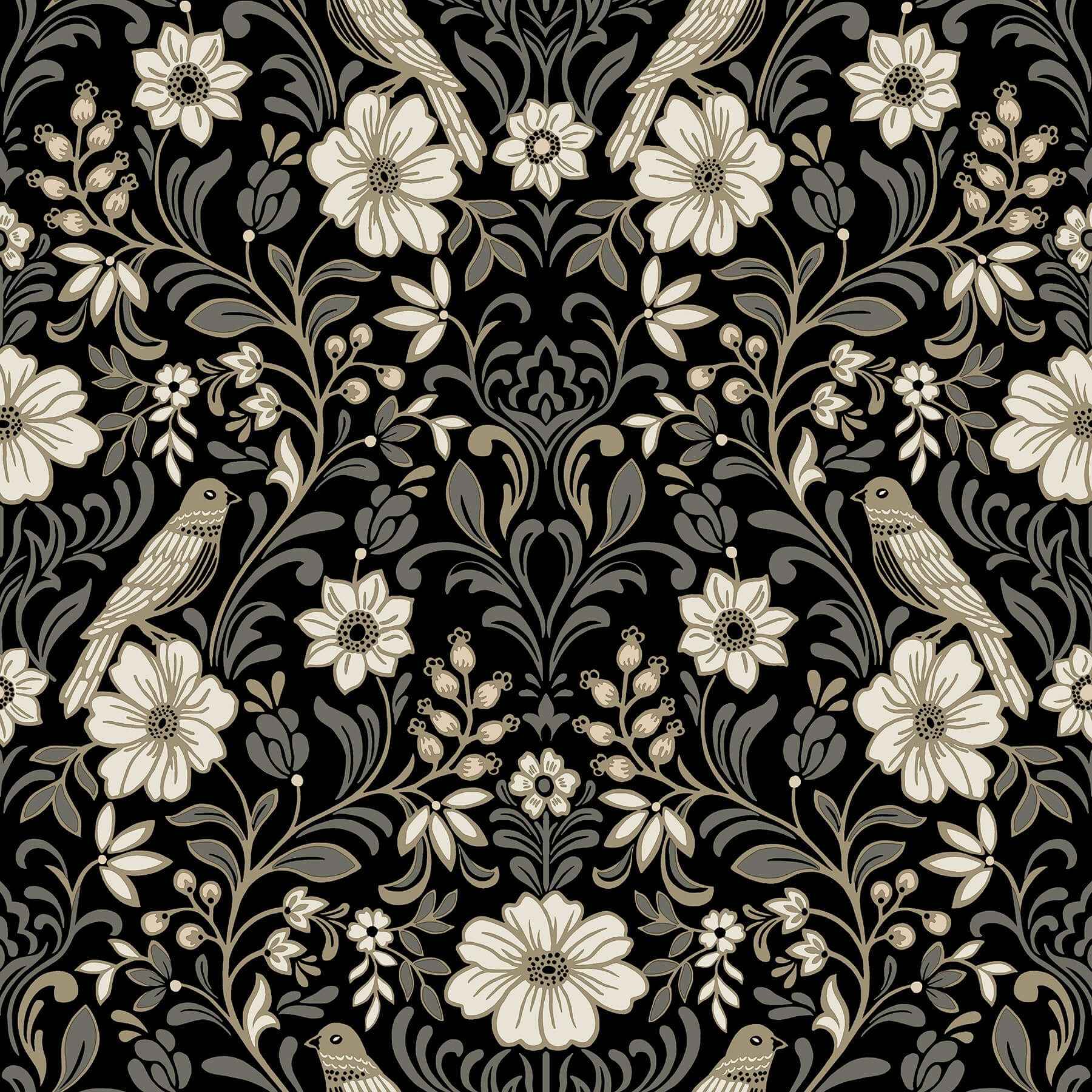 Colette Black Wallpaper - York Wallcoverings - MF4742