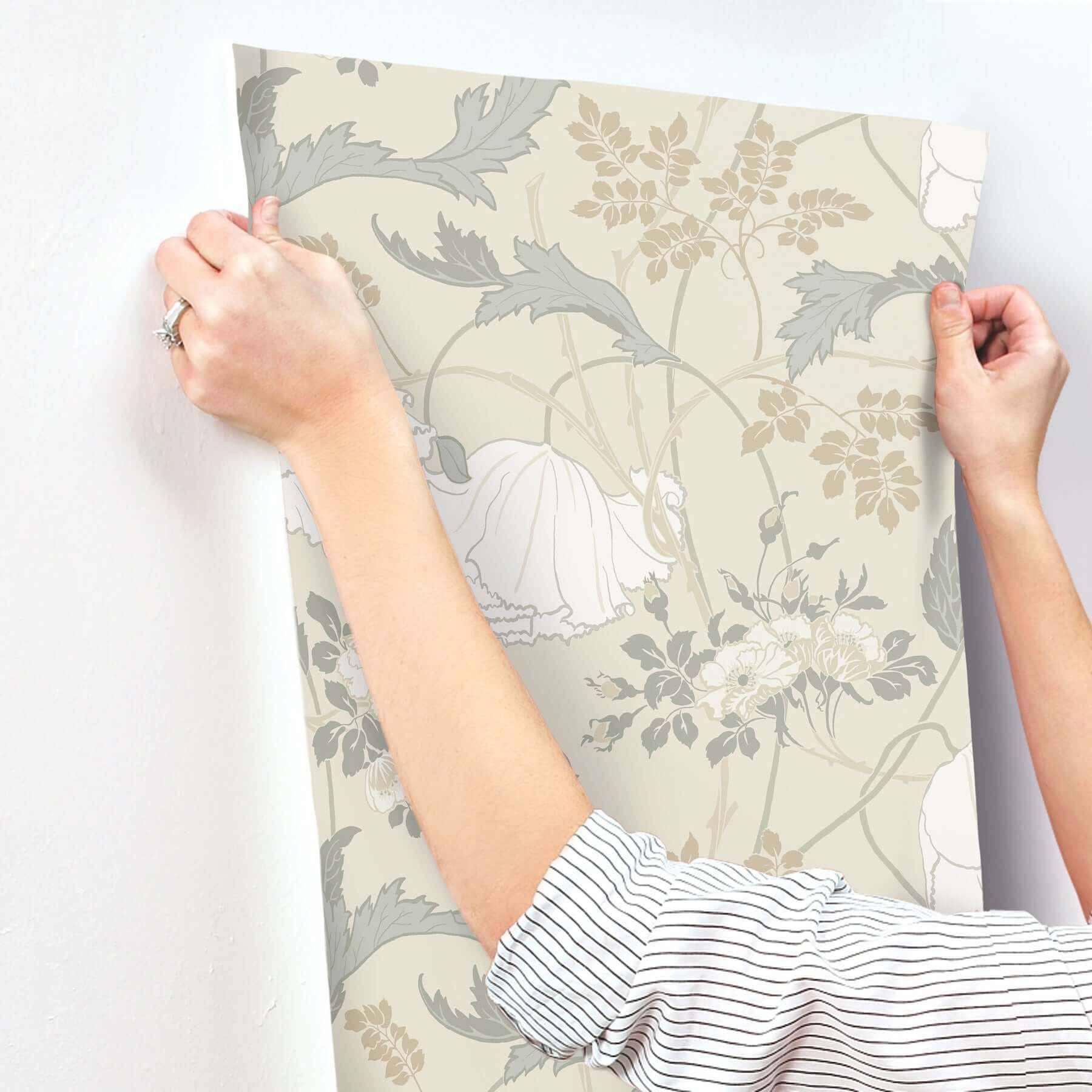 Gwendolyn Ivory & Grey Wallpaper - York Wallcoverings - MF4753 - York Wallcoverings Wallpaper