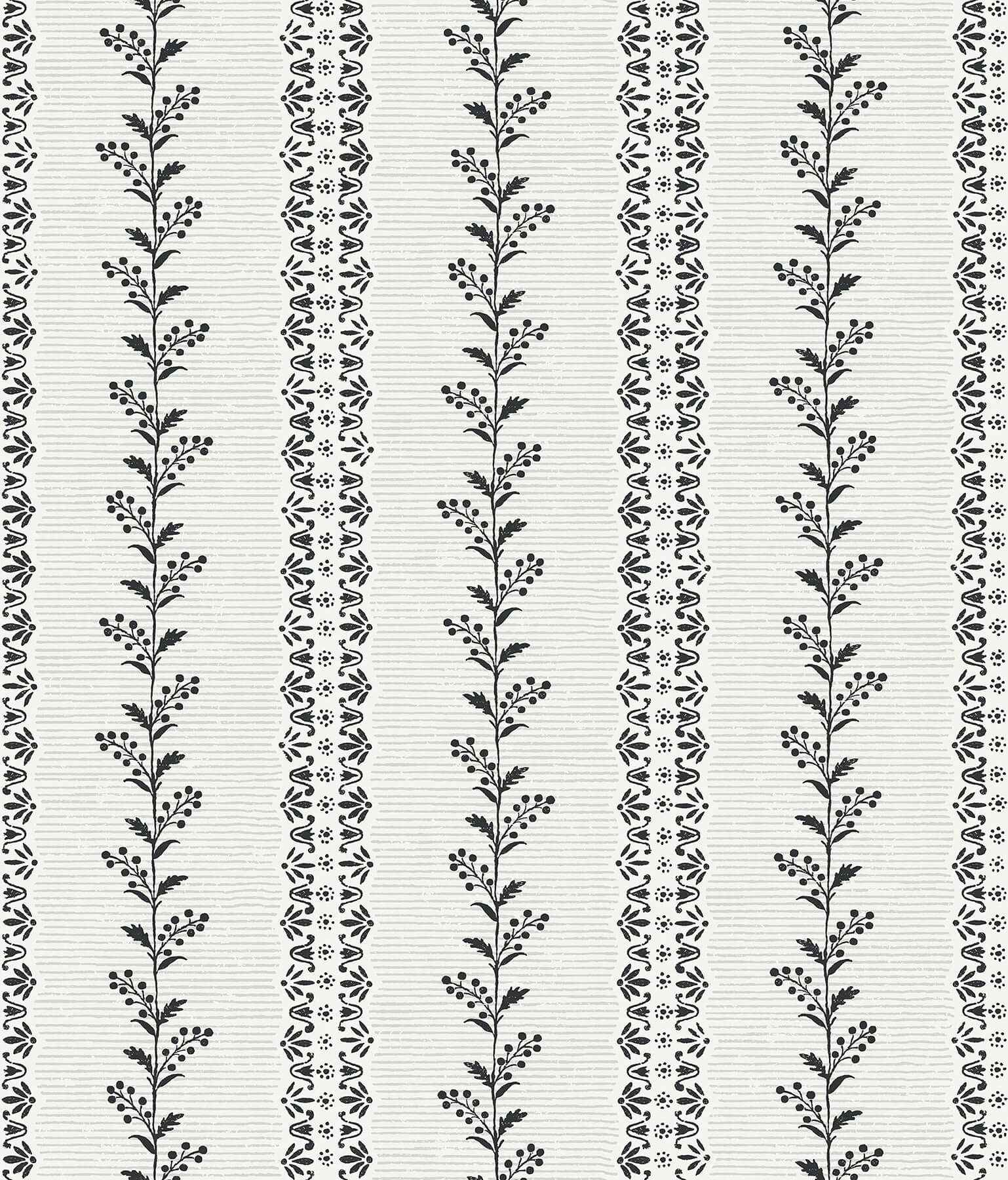 Everleigh White & Black Wallpaper - York Wallcoverings - MF4761