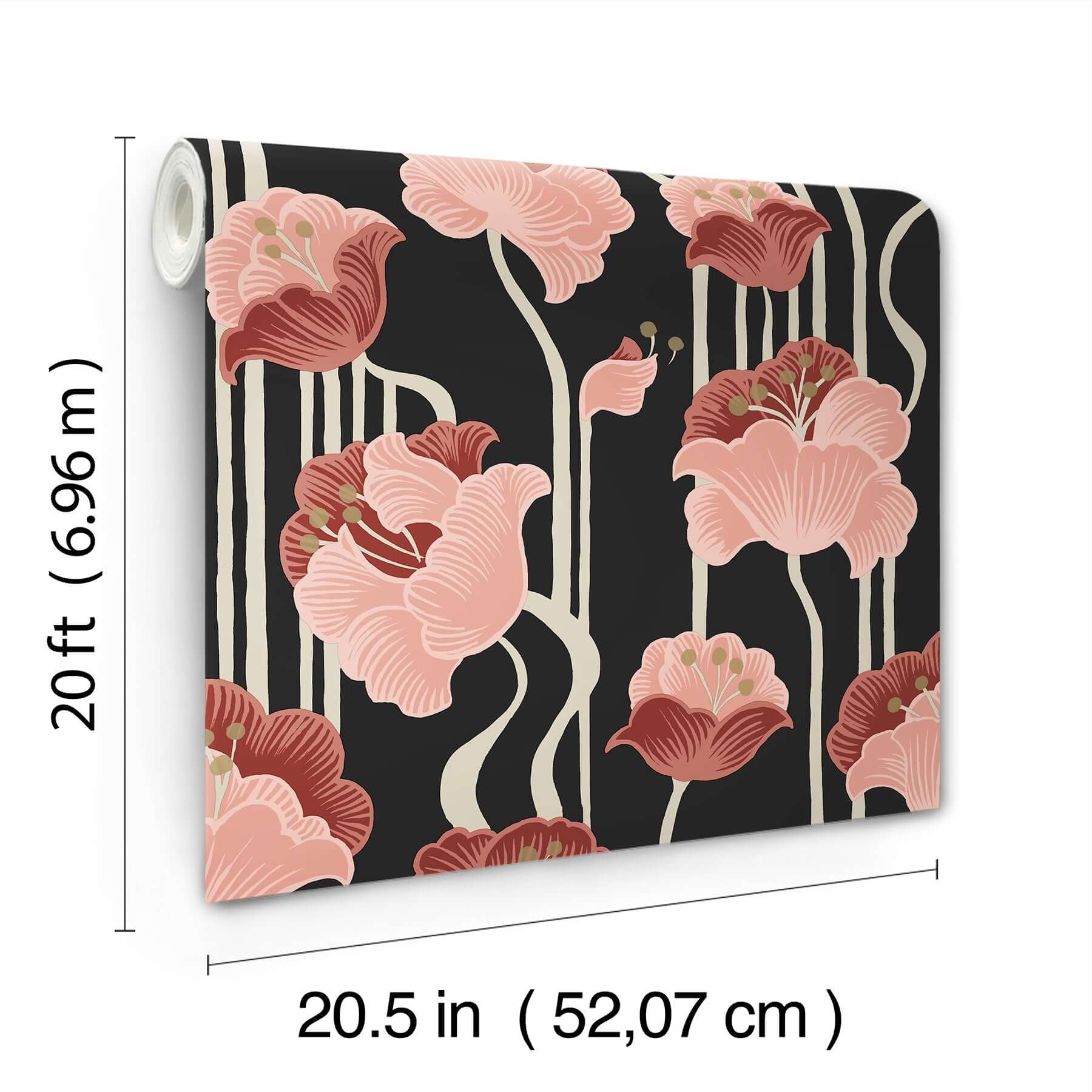 shirley-coral-deco-floral-peel-stick-wallpaper-york-wallcoverings-psw1571rl - York Wallcoverings Wallpaper