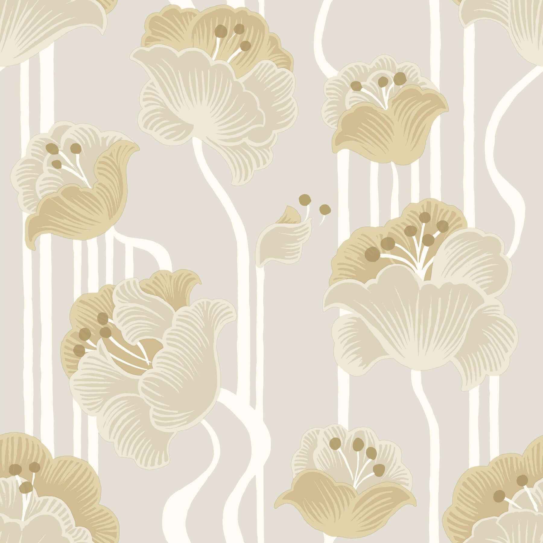 Shirley Neutral Deco Floral Peel & Stick Wallpaper - York Wallcoverings - PSW1568RL - York Wallcoverings Wallpaper