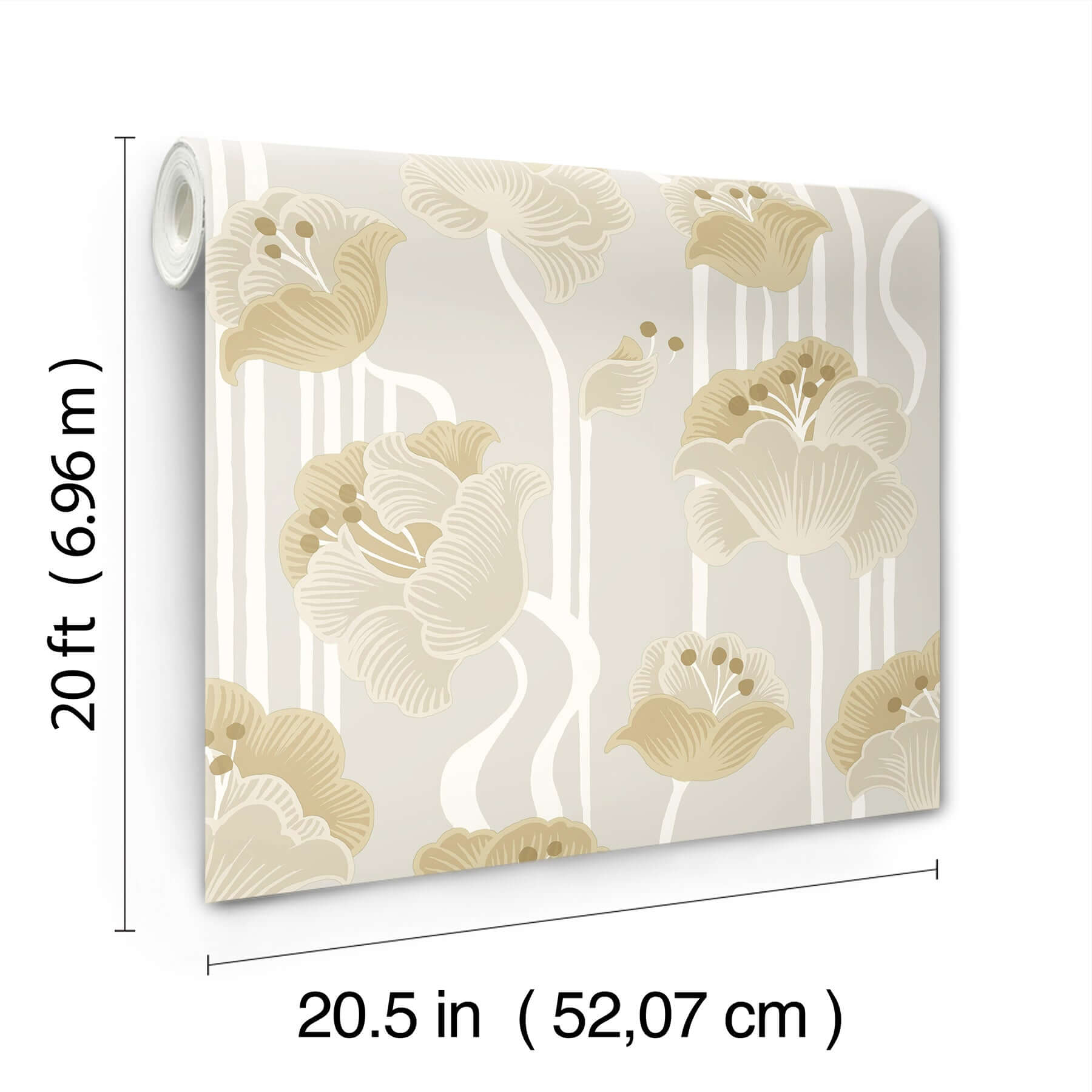 shirley-neutral-deco-floral-peel-stick-wallpaper-york-wallcoverings-psw1568rl - York Wallcoverings Wallpaper