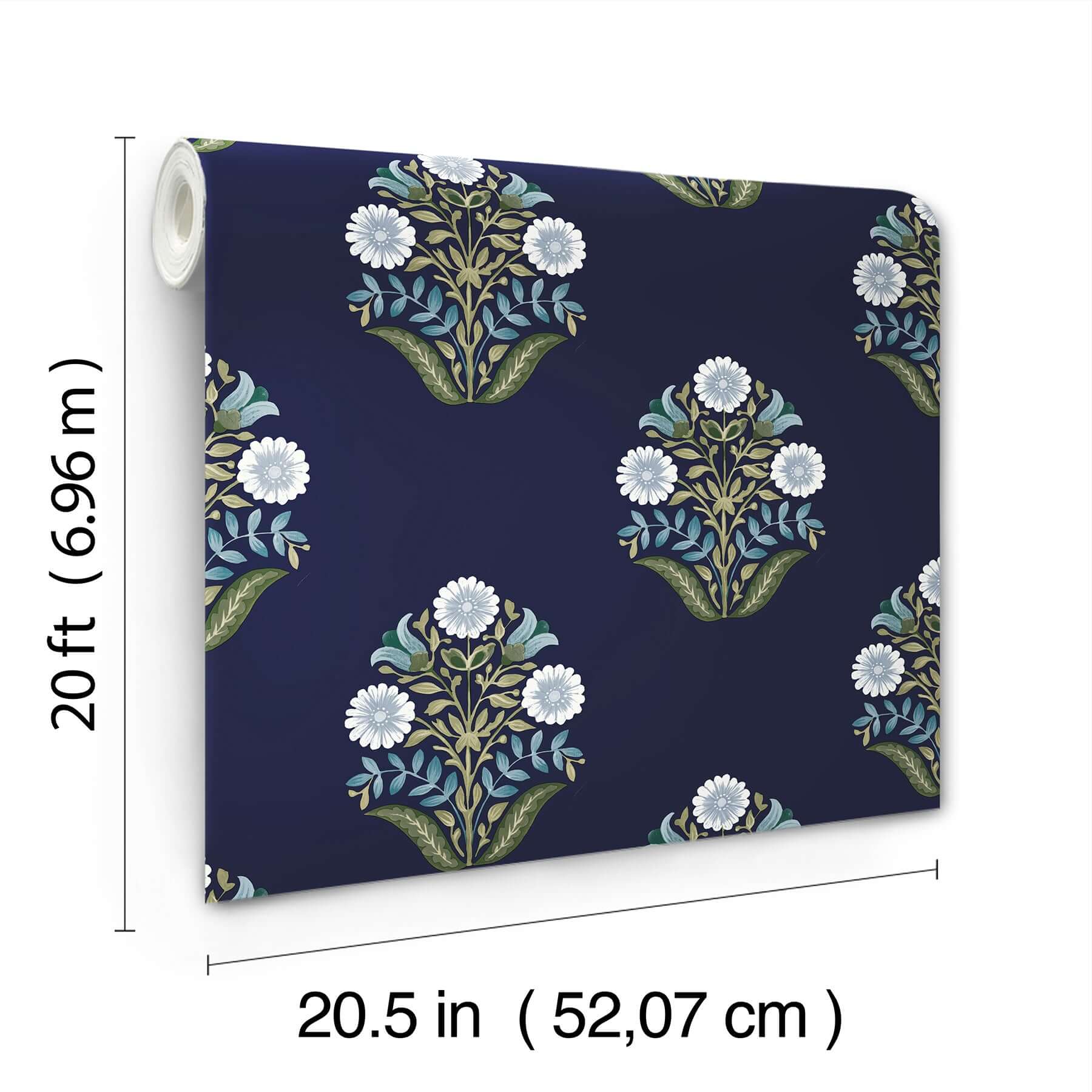 sophie-navy-floral-medallion-peel-stick-wallpaper-york-wallcoverings-psw1576rl - York Wallcoverings Wallpaper