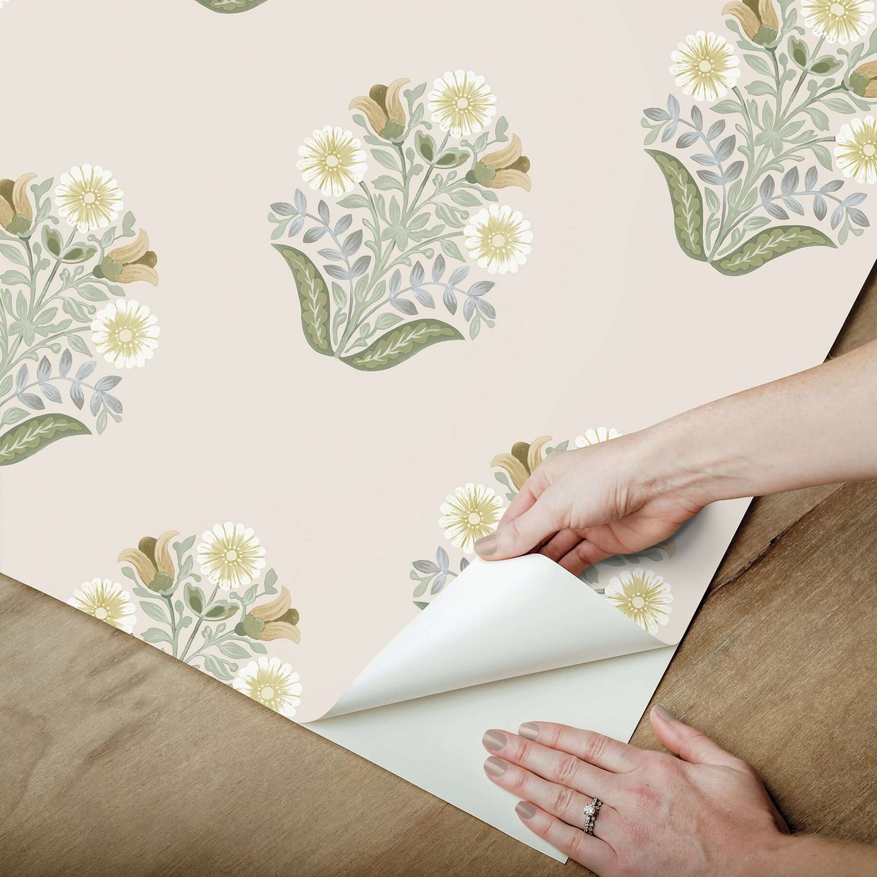 sophie-sage-floral-medallion-peel-stick-wallpaper-york-wallcoverings-psw1575rl - York Wallcoverings Wallpaper