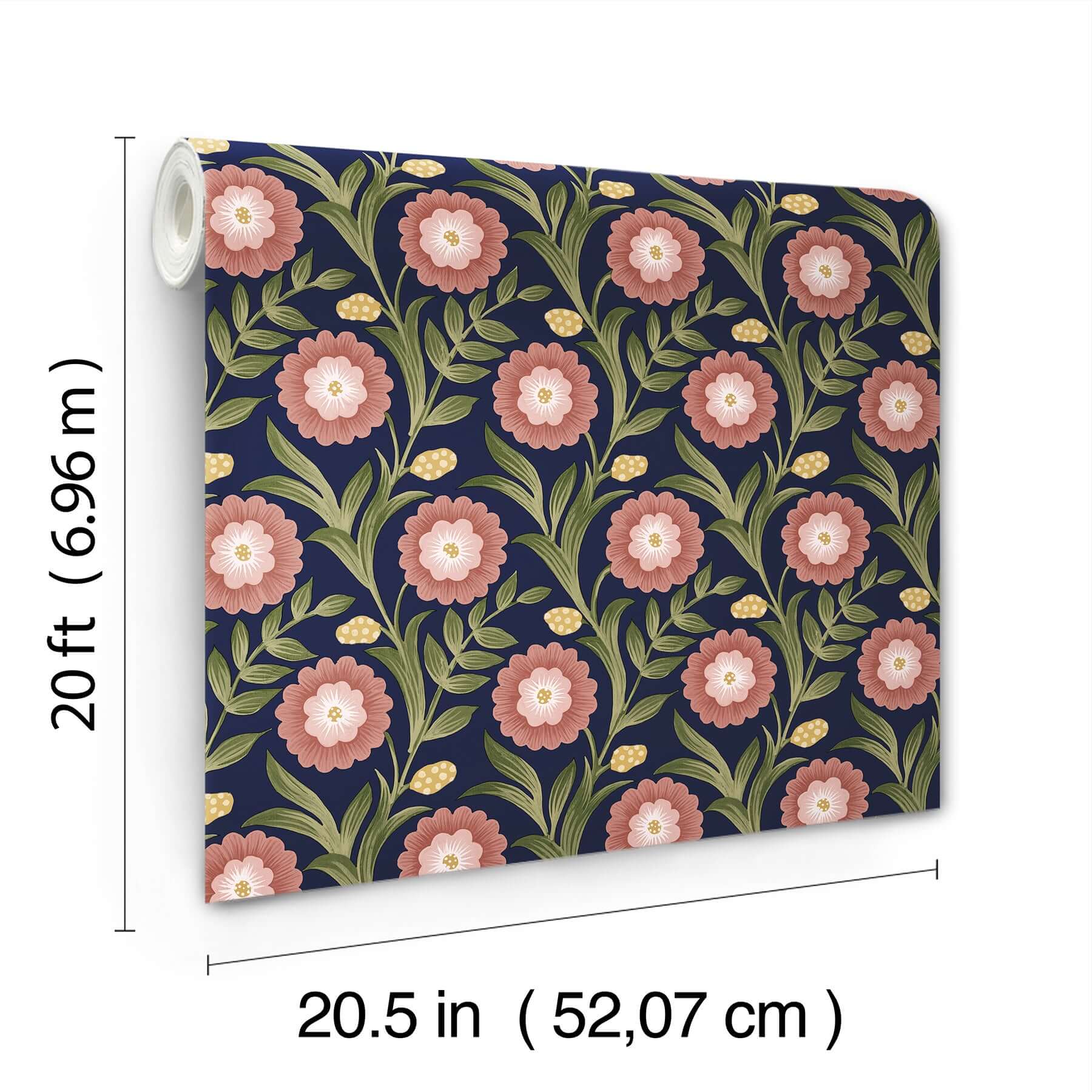 lillian-blue-floral-vine-peel-stick-wallpaper-york-wallcoverings-psw1580rl - York Wallcoverings Wallpaper