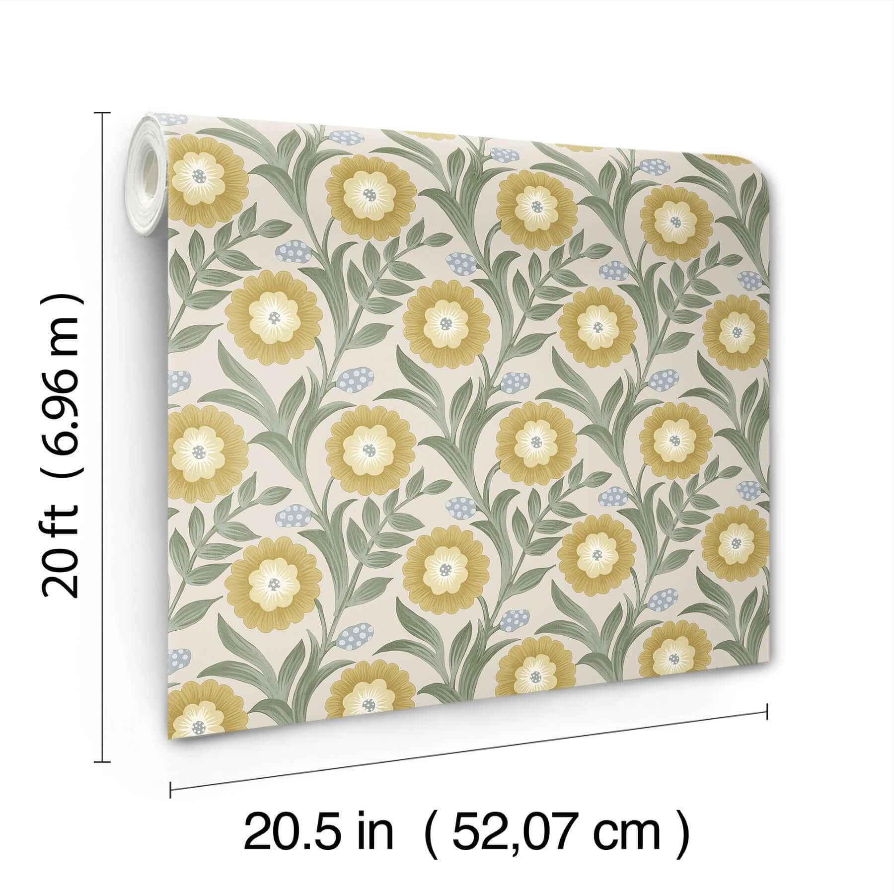 Lillian Sage Floral Vine Peel & Stick Wallpaper - York Wallcoverings - PSW1579RL - York Wallcoverings Wallpaper