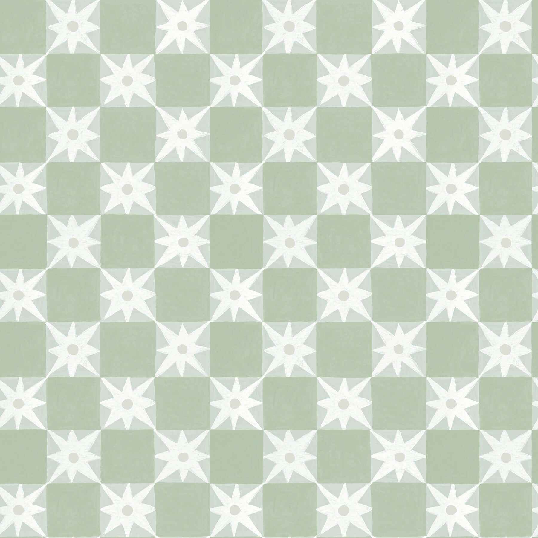 Stardust Green Checkerboard Peel & Stick Wallpaper - York Wallcoverings - PSW1587RL