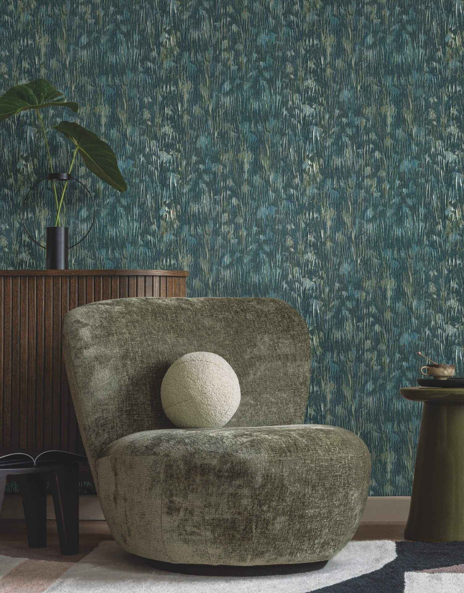 Gilded Plume Teal Wallpaper - York Wallcoverings - FM1001 - York Wallcoverings Wallpaper