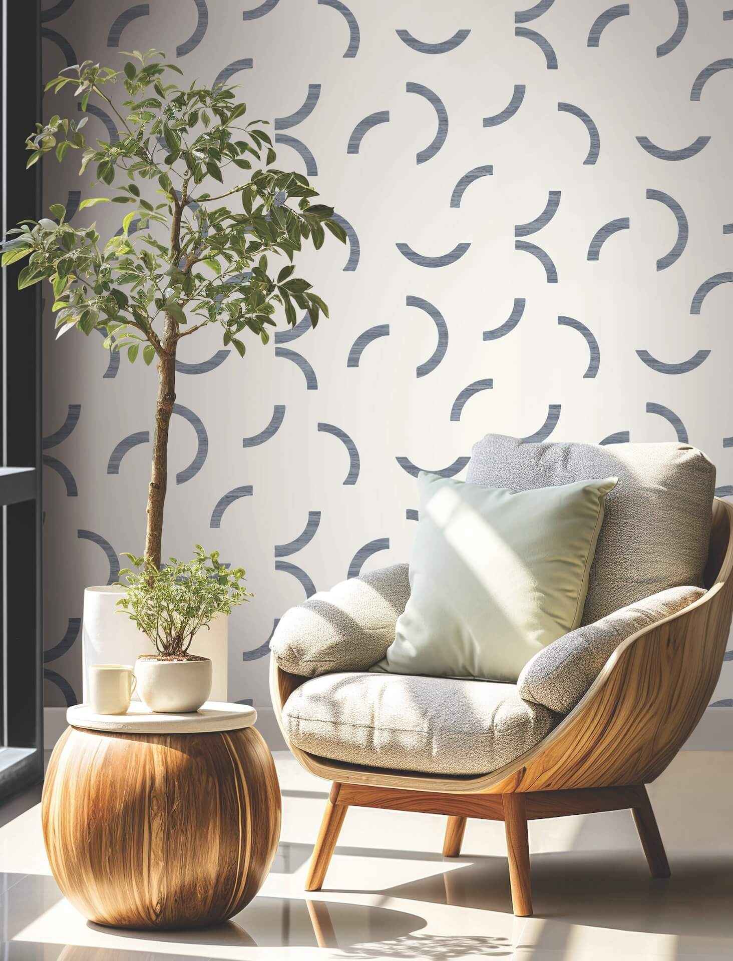 Lunula Navy Wallpaper - York Wallcoverings - FM1023