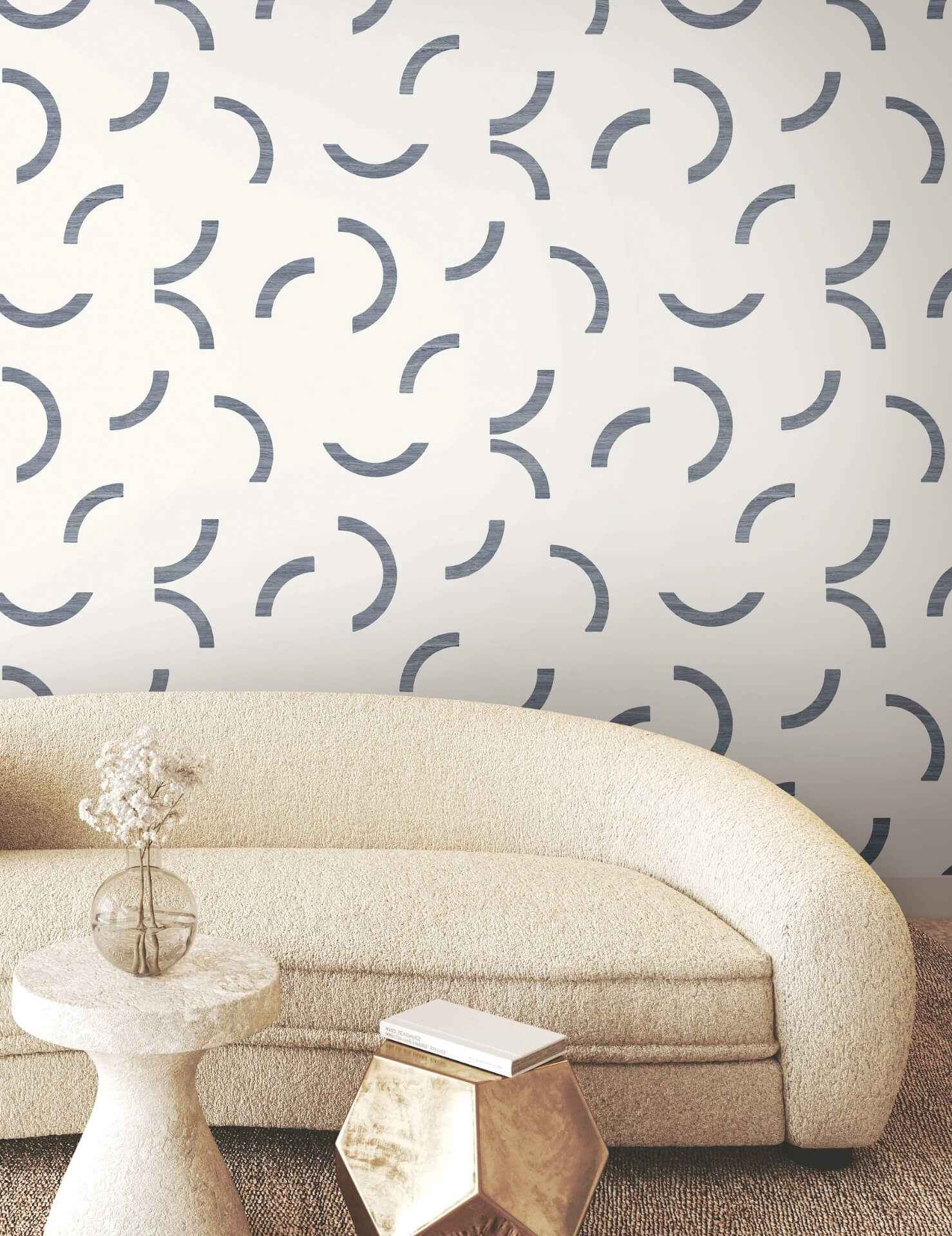 Lunula Navy Wallpaper - York Wallcoverings - FM1023 - York Wallcoverings Wallpaper