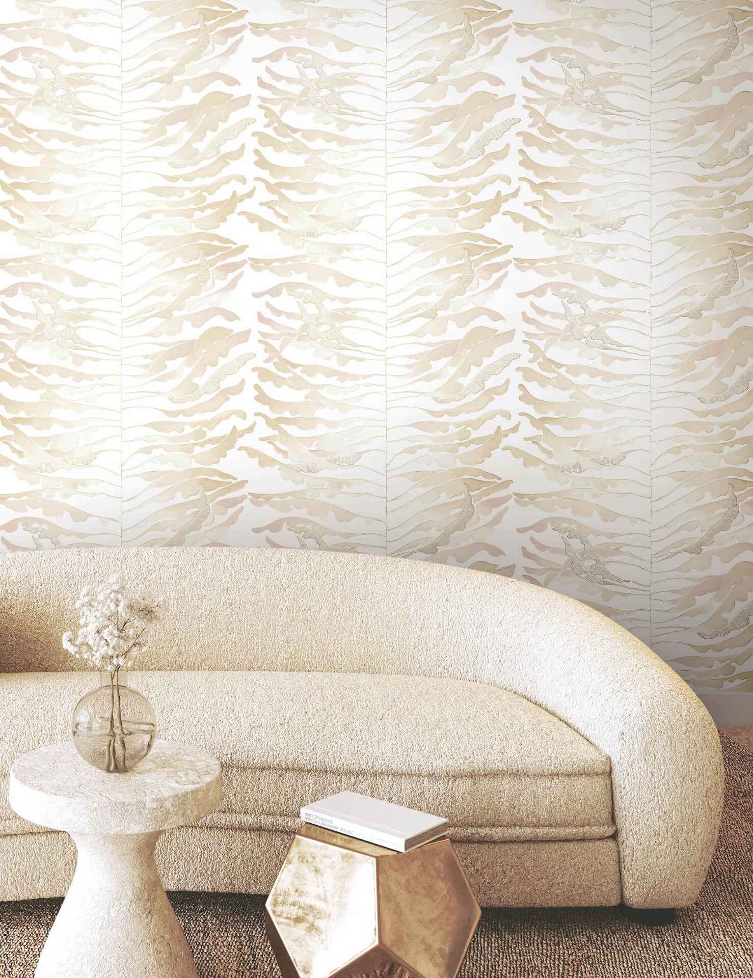 Leaf Column Taupe Wallpaper - York Wallcoverings - FM1041 - York Wallcoverings Wallpaper