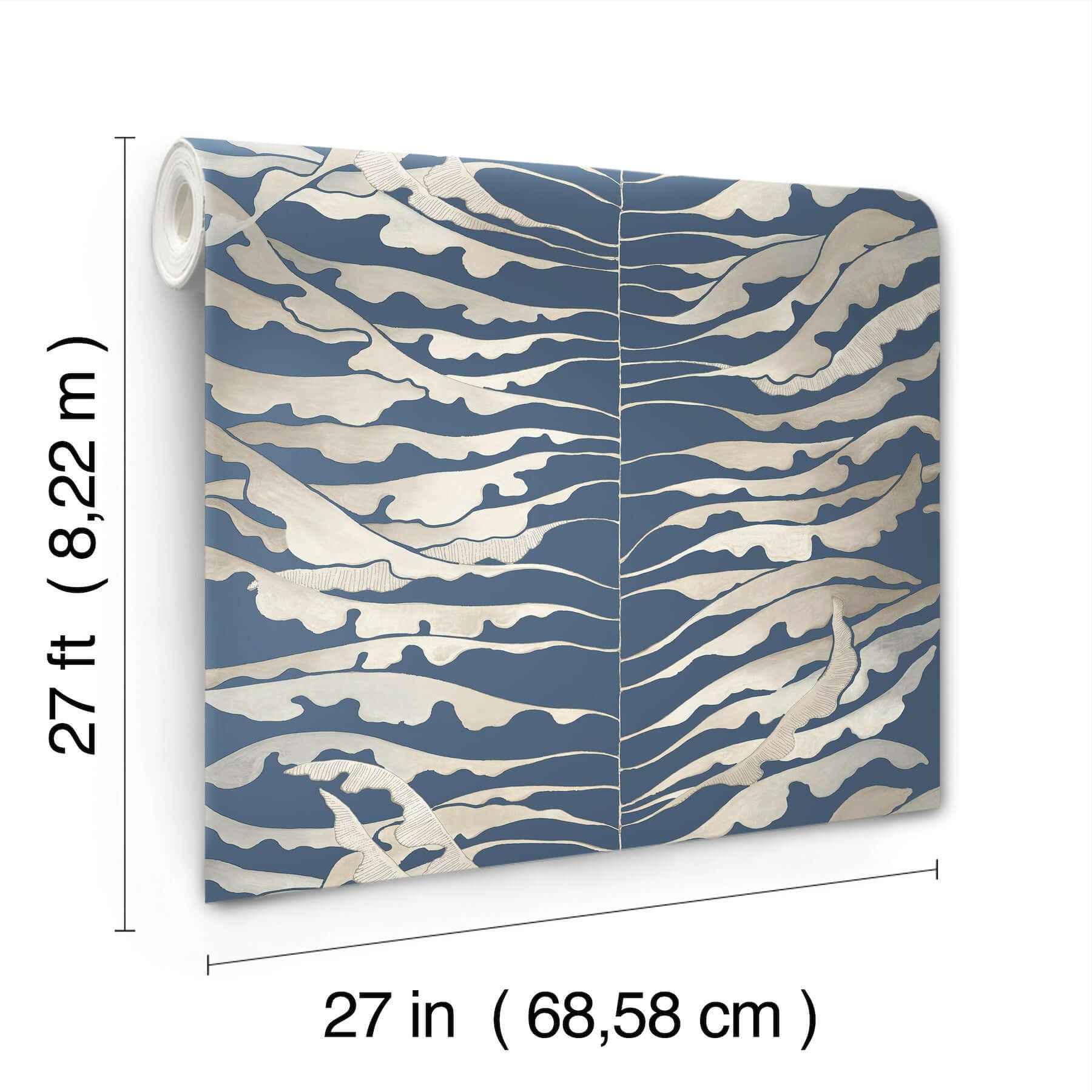Leaf Column Navy Wallpaper - York Wallcoverings - FM1043 - York Wallcoverings Wallpaper