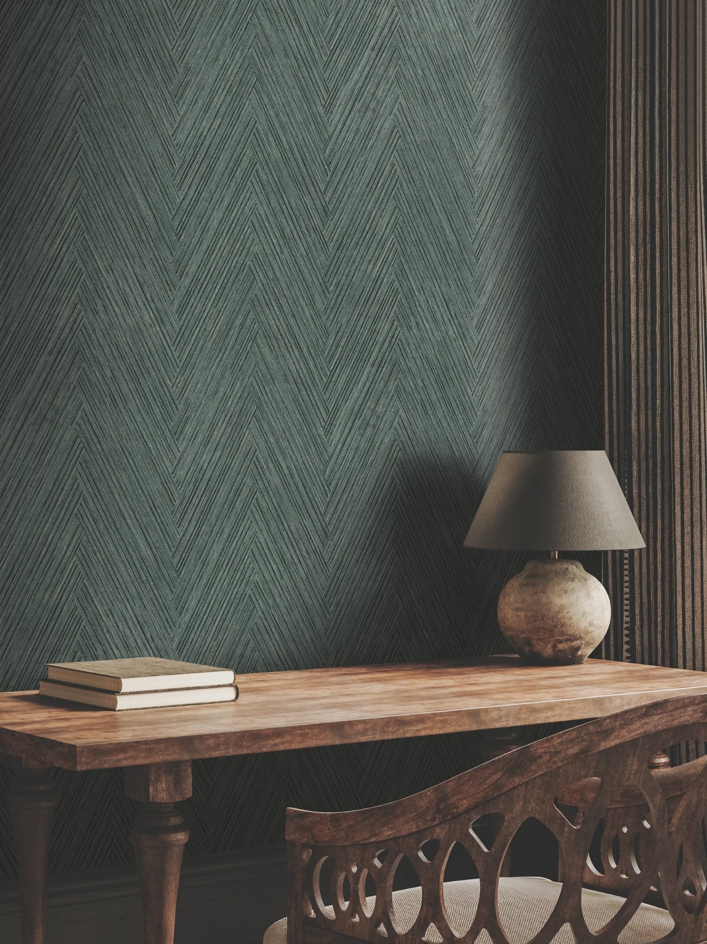 thatched-chevron-wallpaper-bottle-green-york-wallcoverings-fm1054