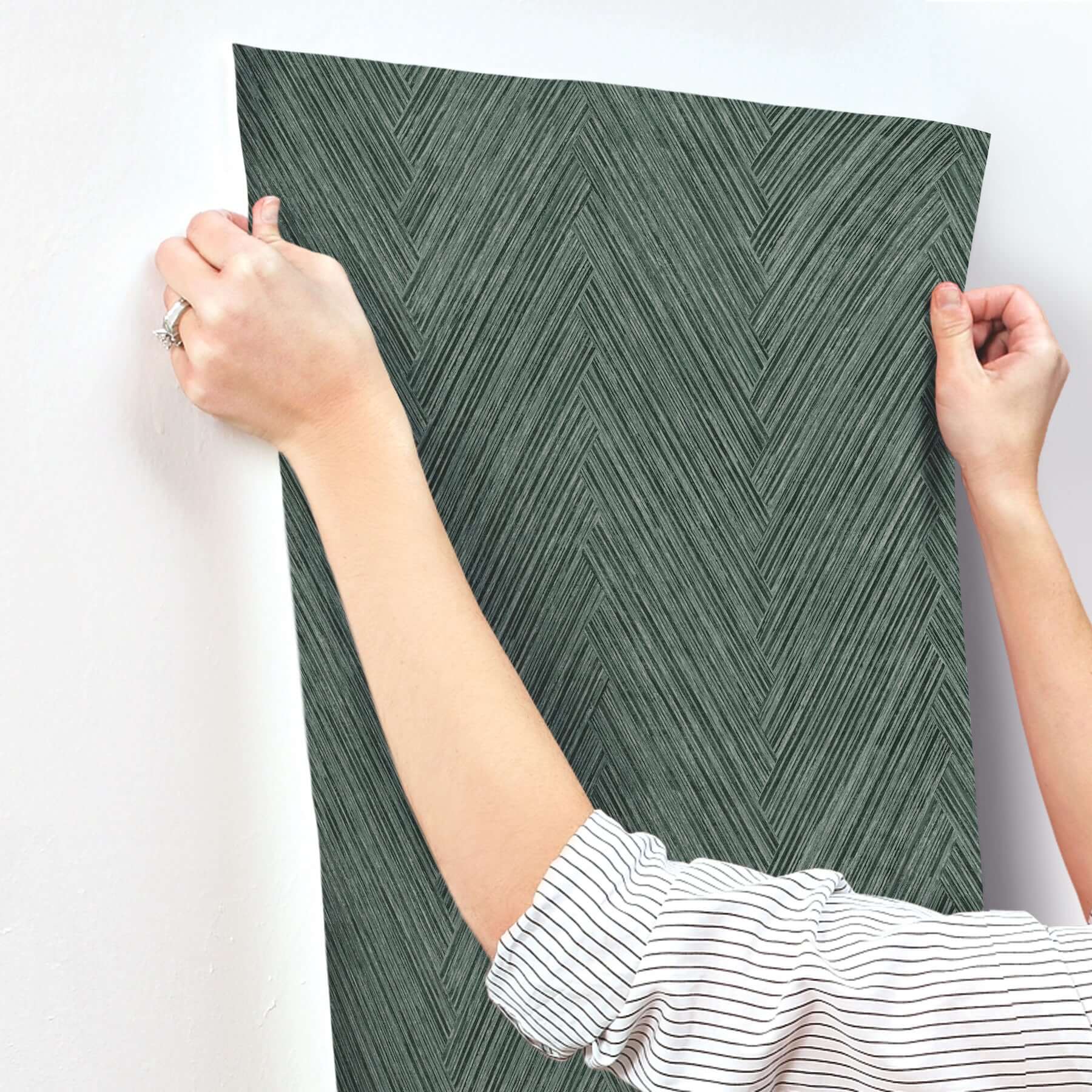 thatched-chevron-bottle-green-wallpaper-york-wallcoverings-fm1054 - York Wallcoverings Wallpaper