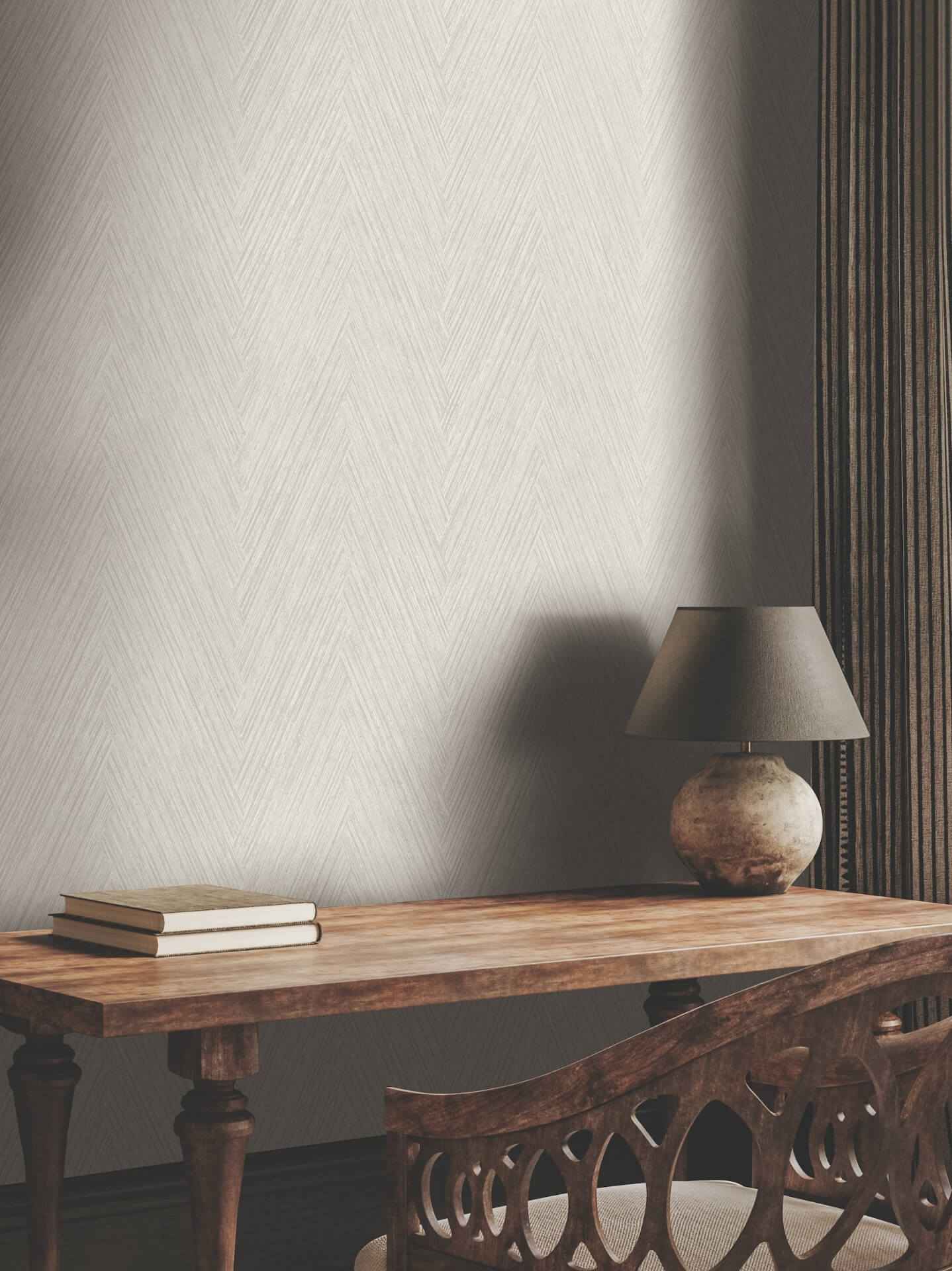 Thatched Chevron Light Neutral Wallpaper - York Wallcoverings - FM1052 - York Wallcoverings Wallpaper
