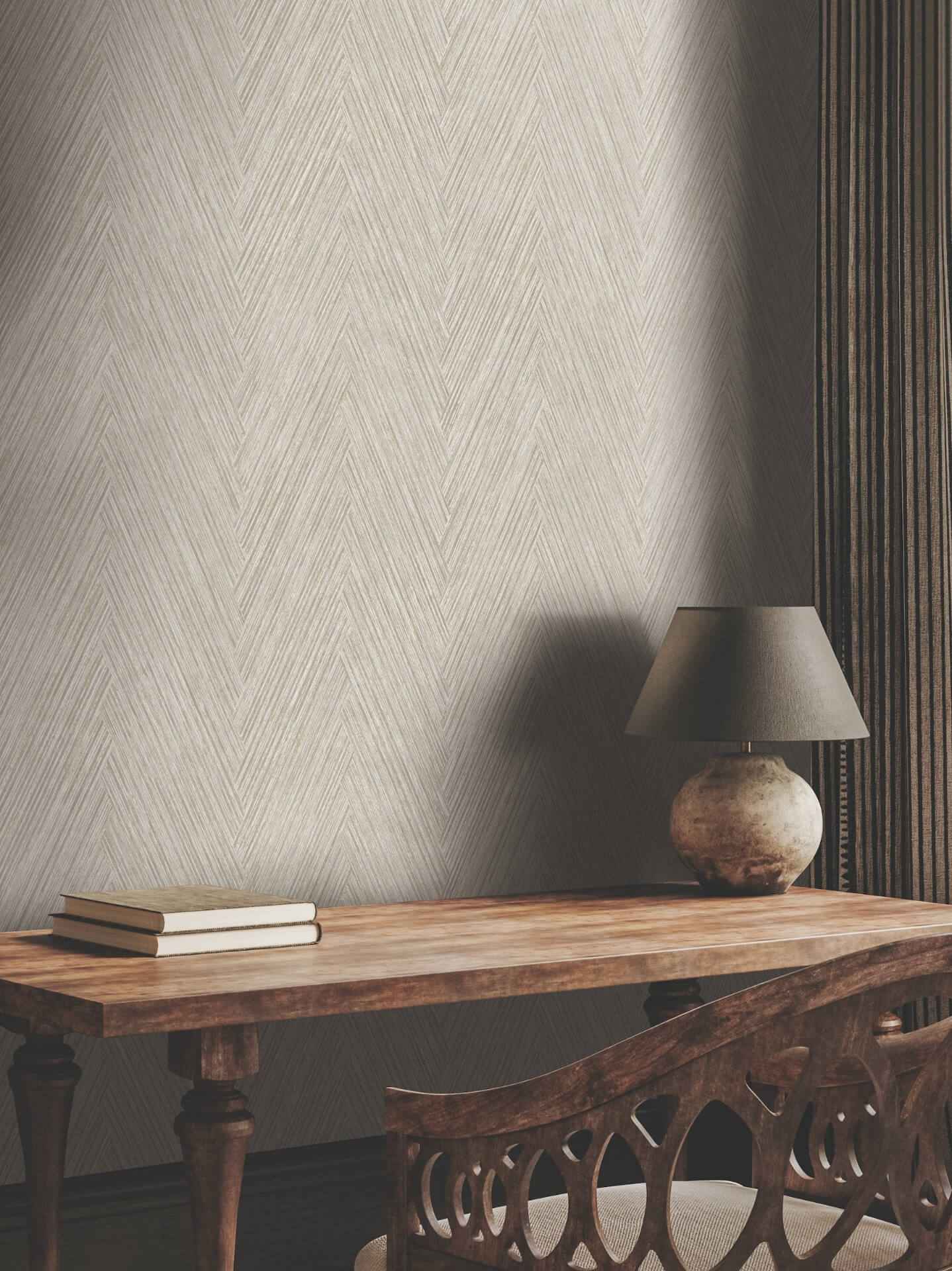 Thatched Chevron Linen Wallpaper - York Wallcoverings - FM1056