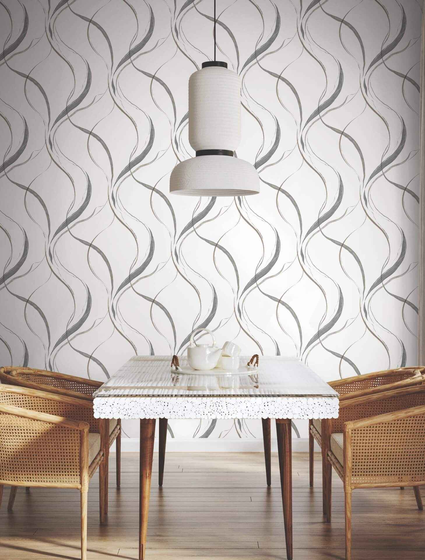 Ink Flow Black & Cocoa Wallpaper - York Wallcoverings - FM1092 - York Wallcoverings Wallpaper