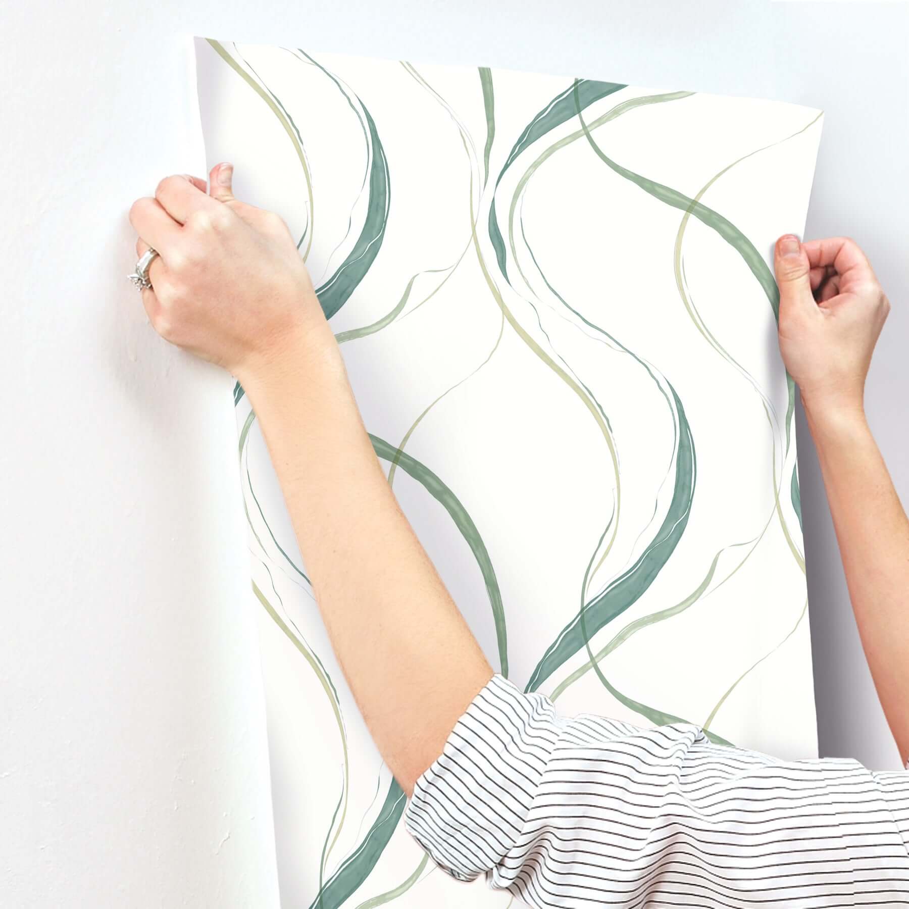 ink-flow-green-wallpaper-york-wallcoverings-fm1095 - York Wallcoverings Wallpaper