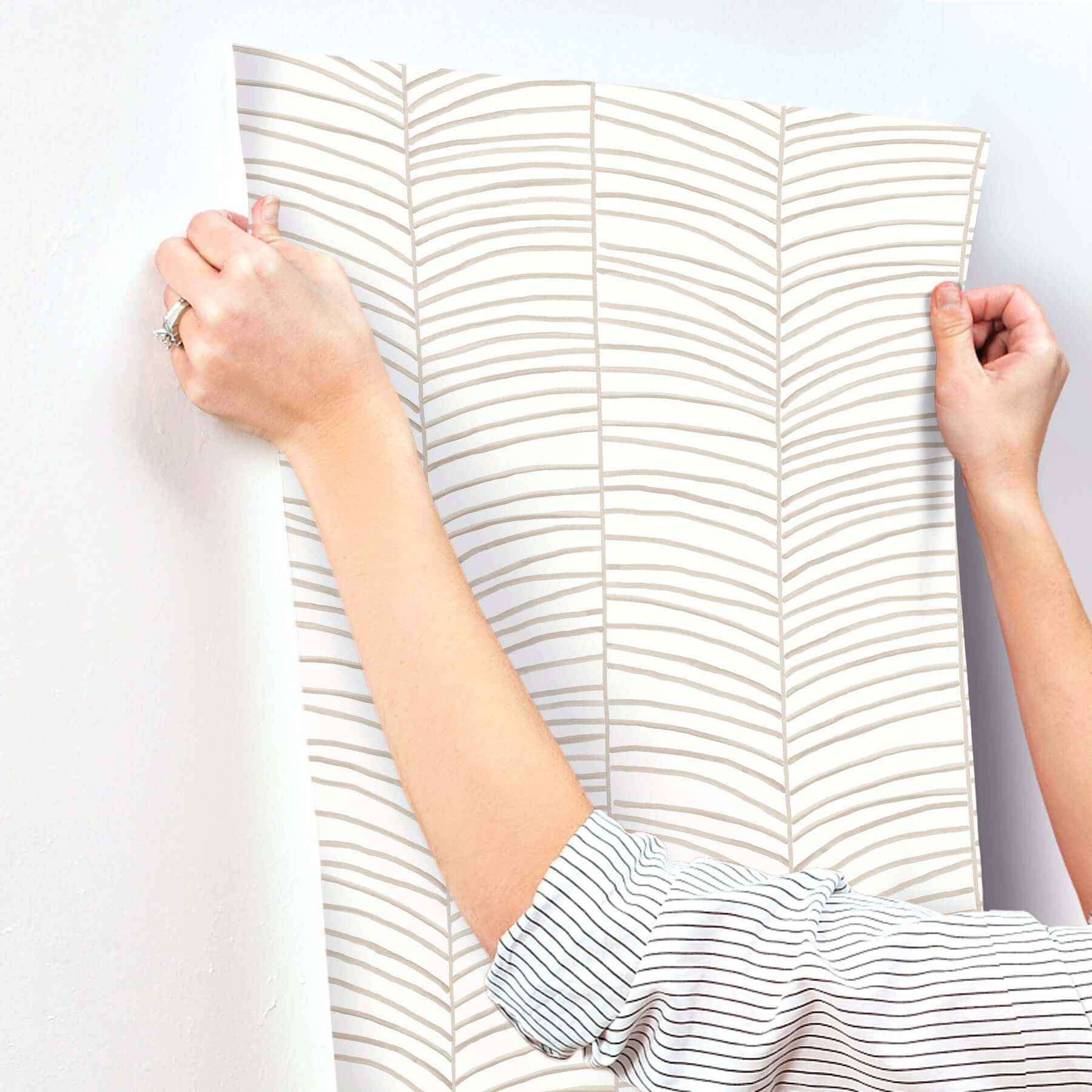 Cascade Palm Chevron Dune Wallpaper - York Wallcoverings - MT5675 - York Wallcoverings Wallpaper