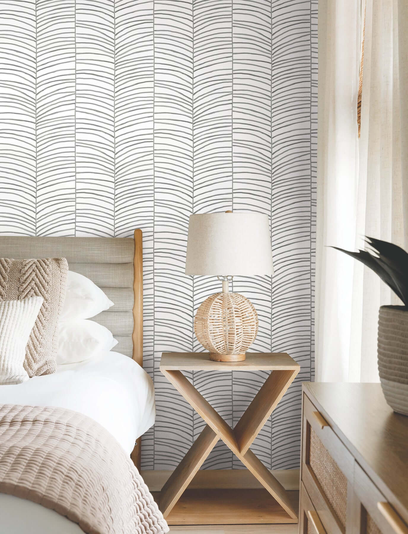 cascade-palm-chevron-onyx-wallpaper-york-wallcoverings-mt5673 - York Wallcoverings Wallpaper